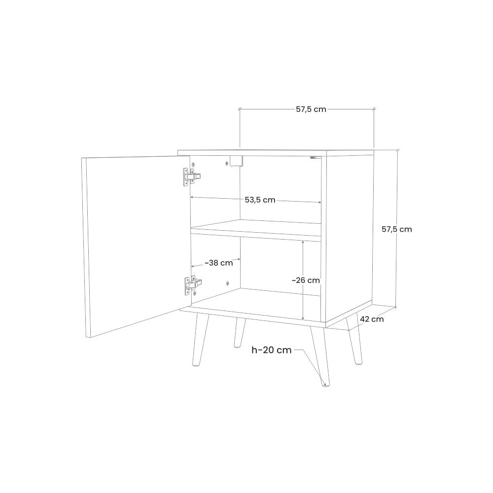 EMINENT HOOPOE 1-Door Sideboard in Grey Finish
