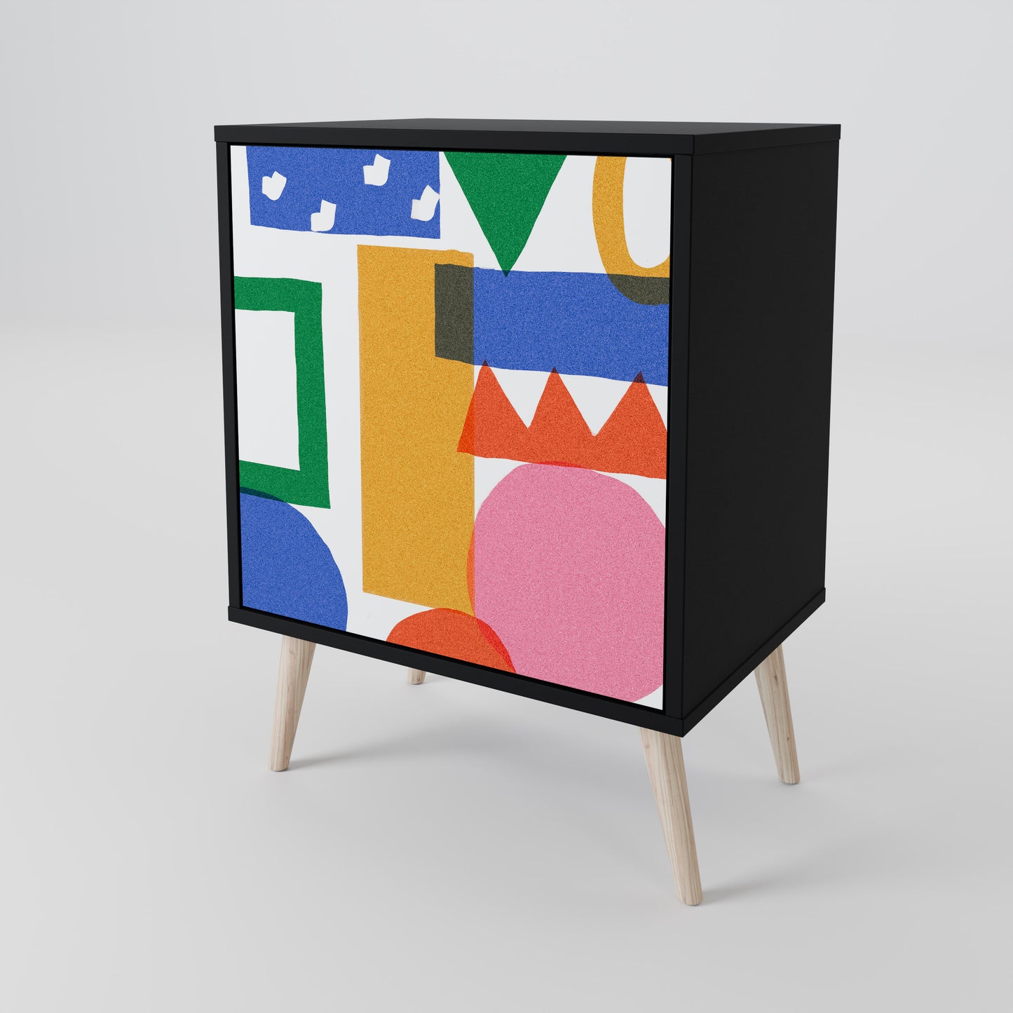 Credenza GEOMETRIC GLIMMER a 1 anta con finitura nera