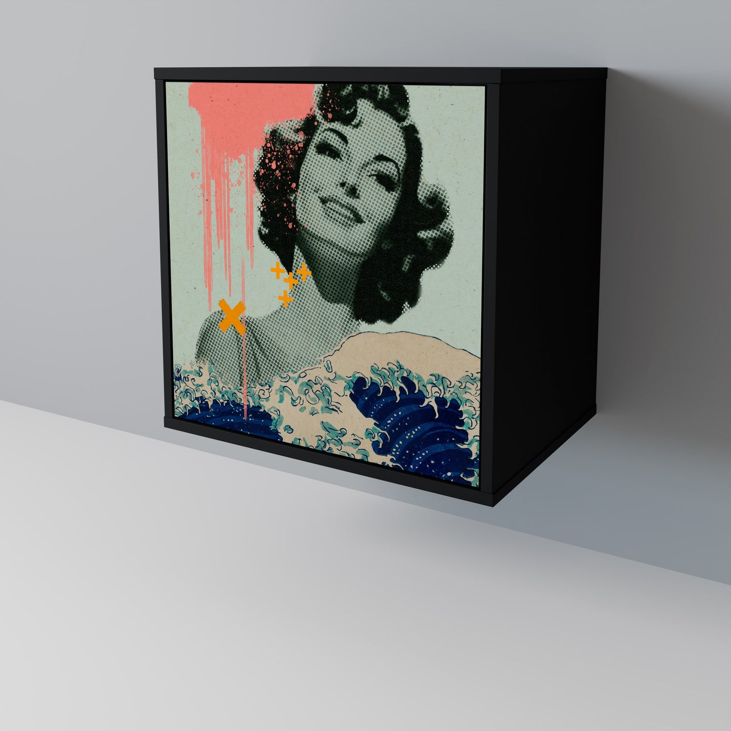 Credenza KANAGAWA BEAUTY a 1 anta con finitura nera