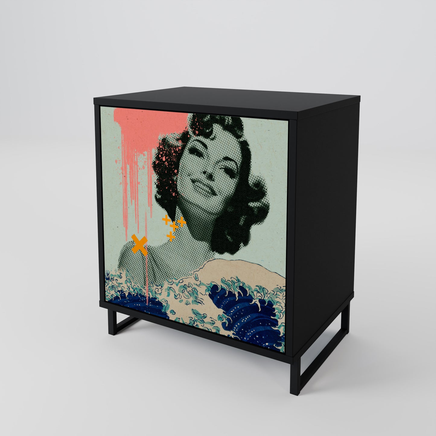 Credenza KANAGAWA BEAUTY a 1 anta con finitura nera