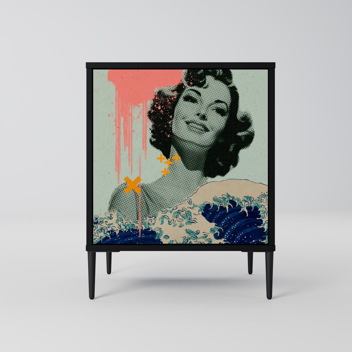 Credenza KANAGAWA BEAUTY a 1 anta con finitura nera