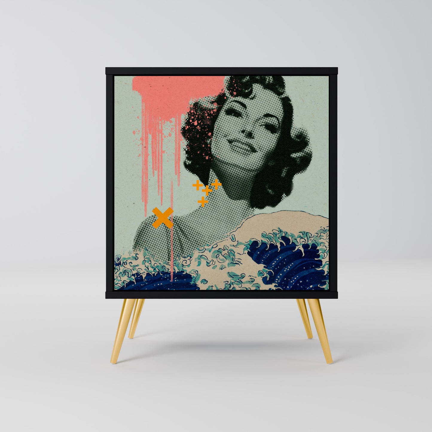 Credenza KANAGAWA BEAUTY a 1 anta con finitura nera