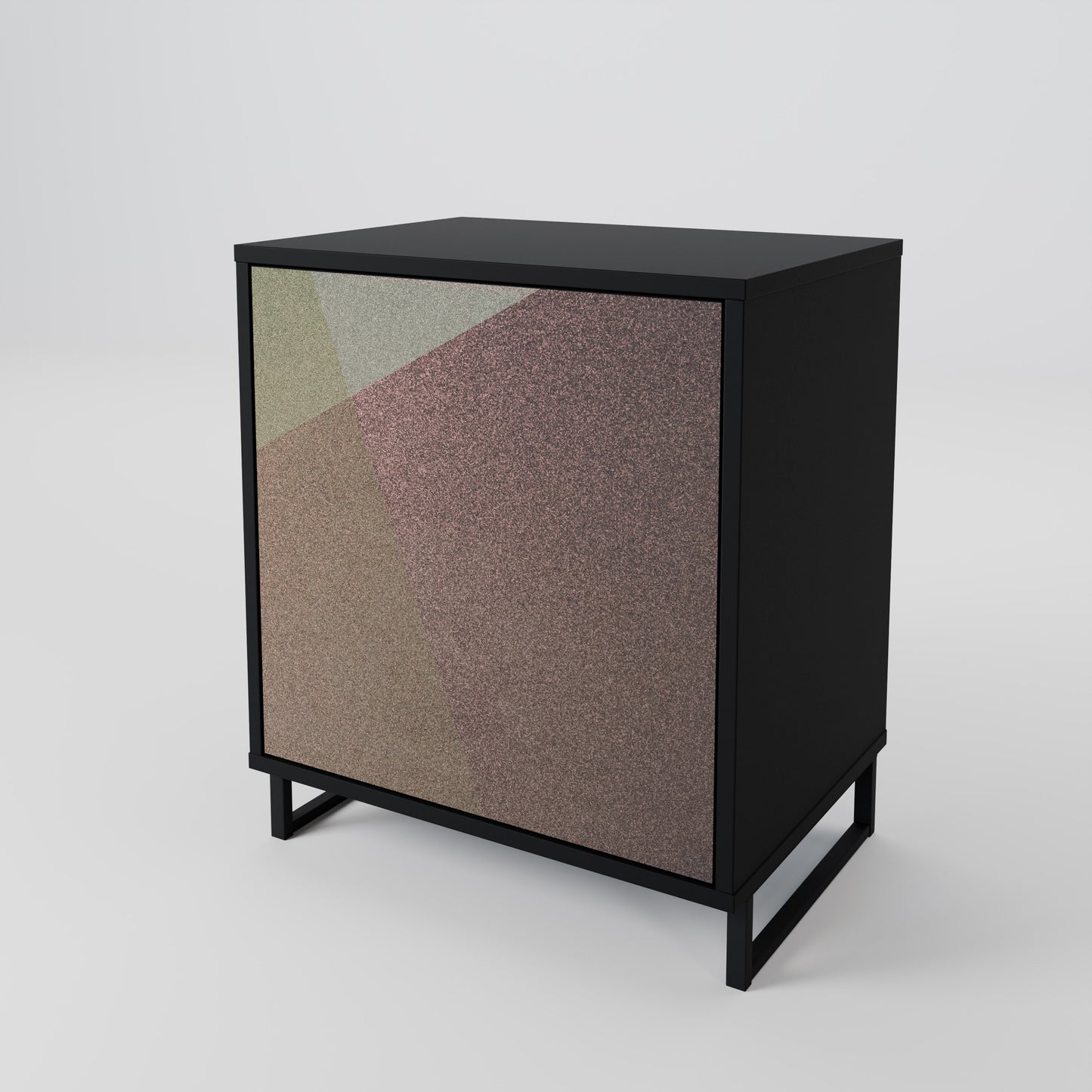 Credenza BEIGE GEOMETRY a 1 anta con finitura nera