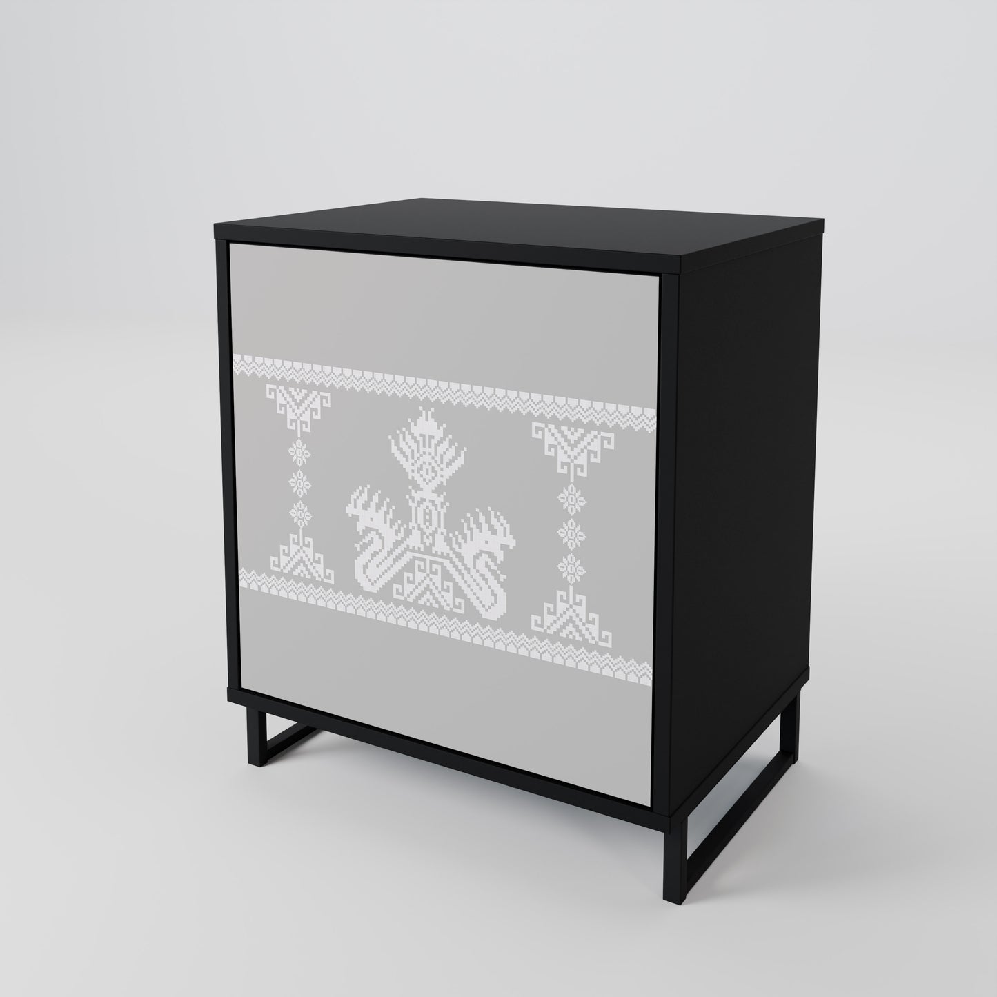 Credenza THAI GRAY a 1 anta con finitura nera