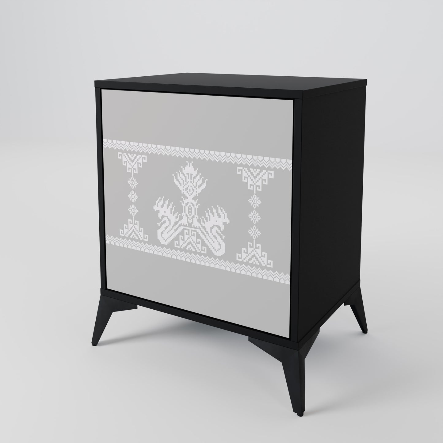 Credenza THAI GRAY a 1 anta con finitura nera