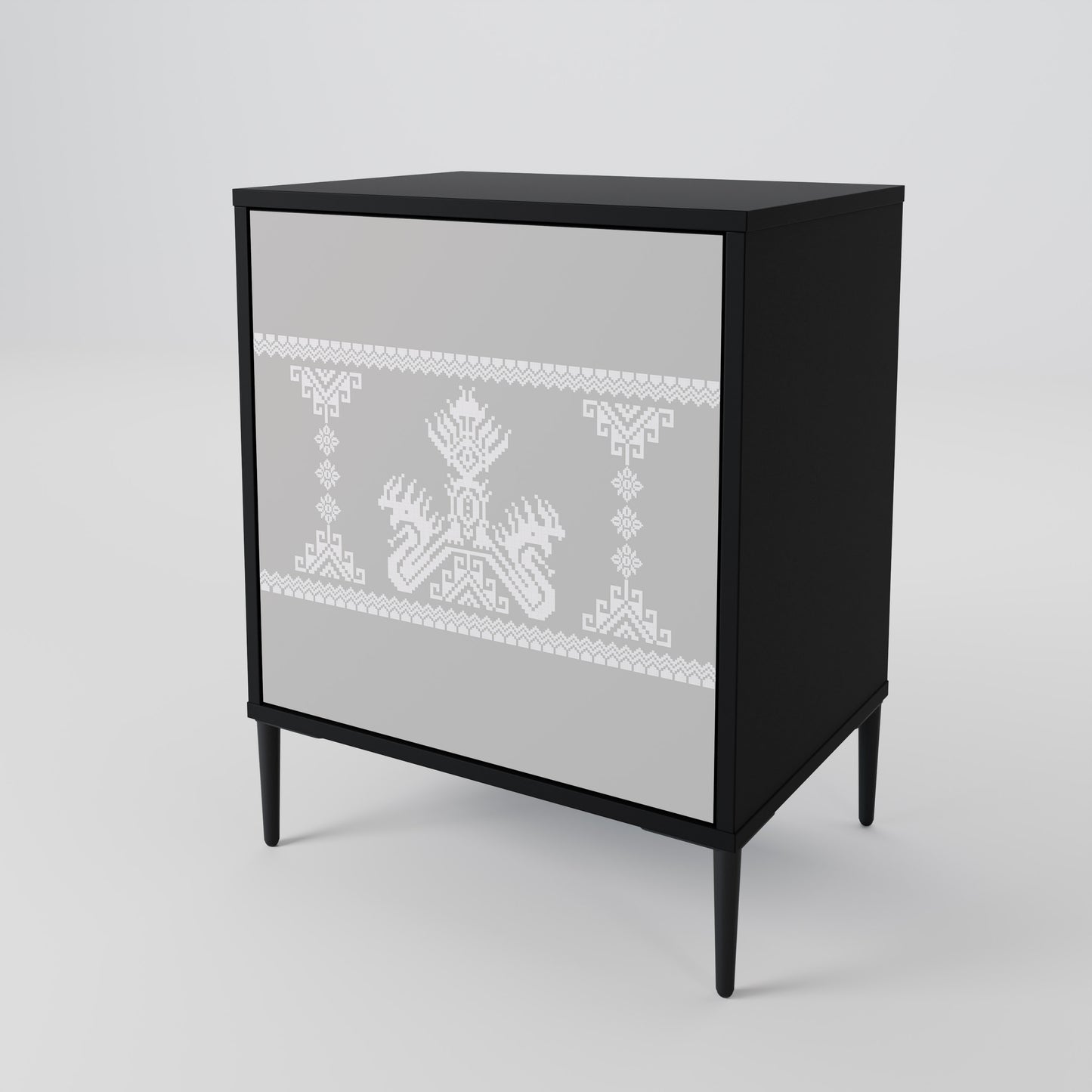 Credenza THAI GRAY a 1 anta con finitura nera