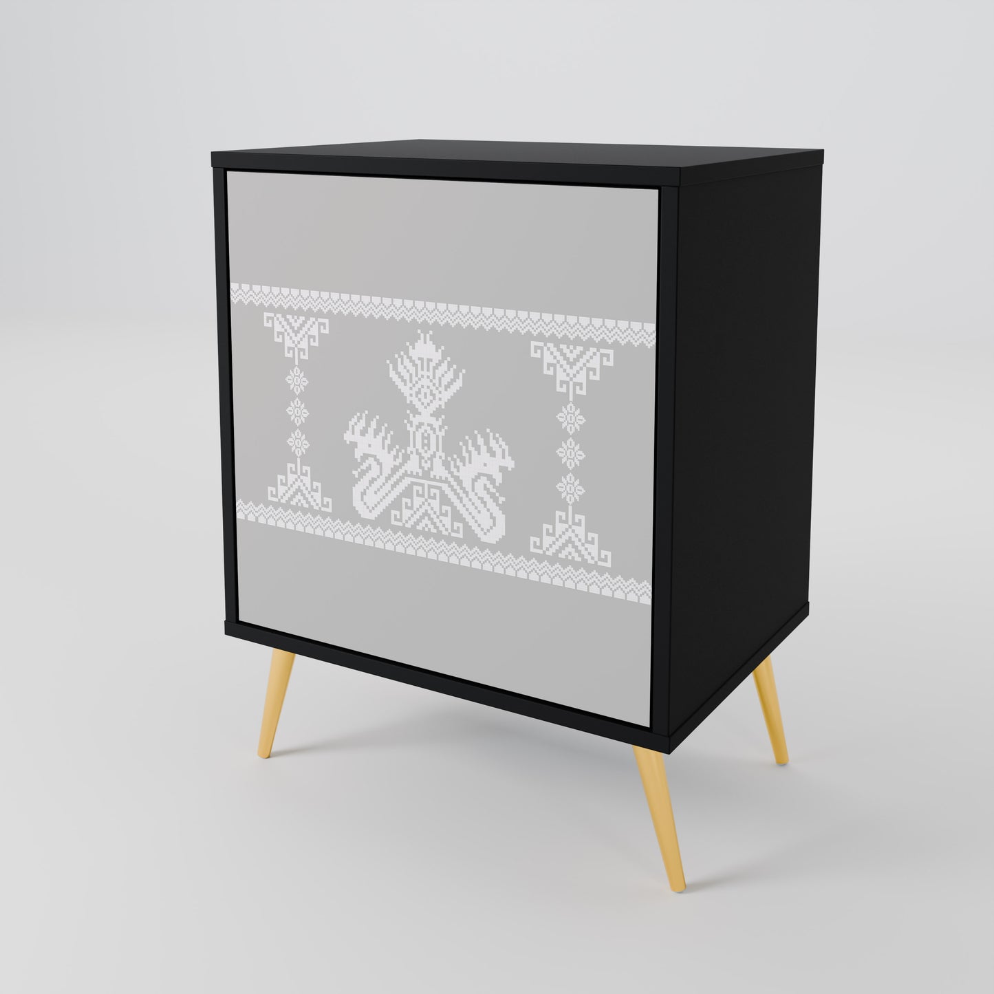 Credenza THAI GRAY a 1 anta con finitura nera