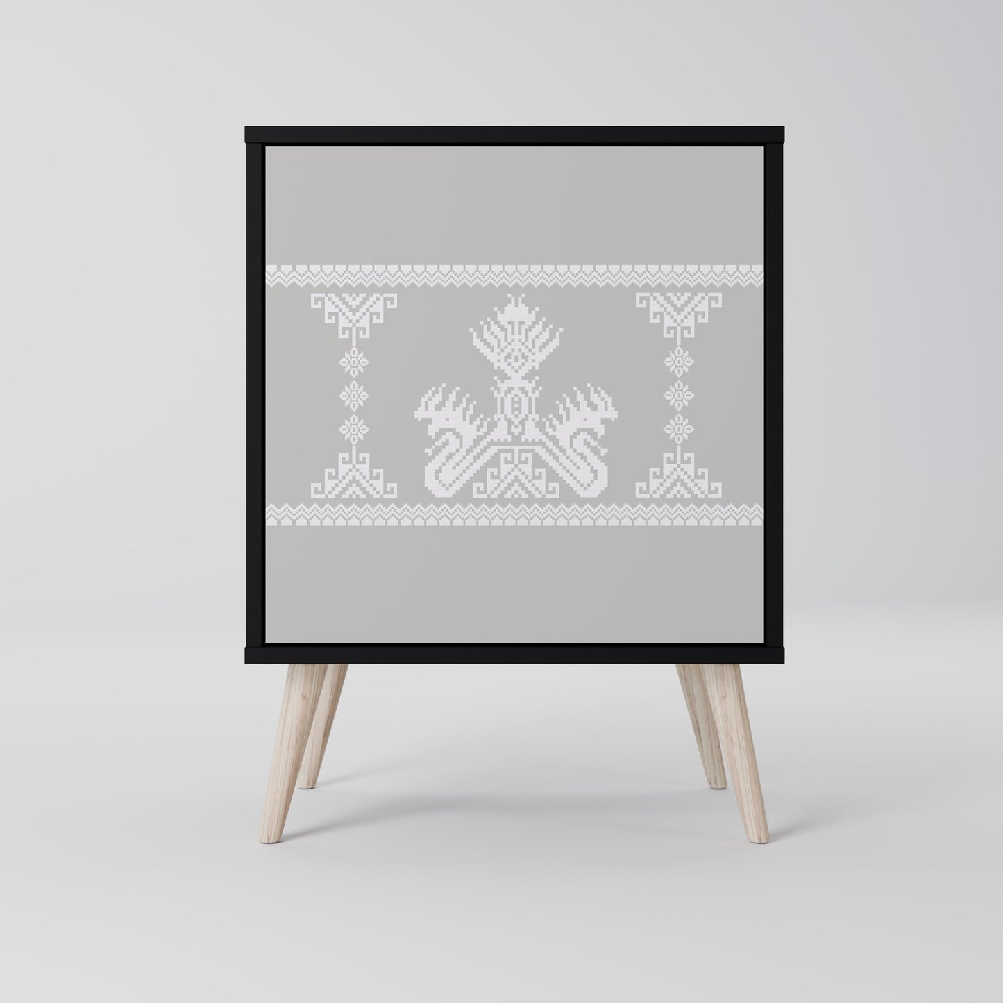 Credenza THAI GRAY a 1 anta con finitura nera