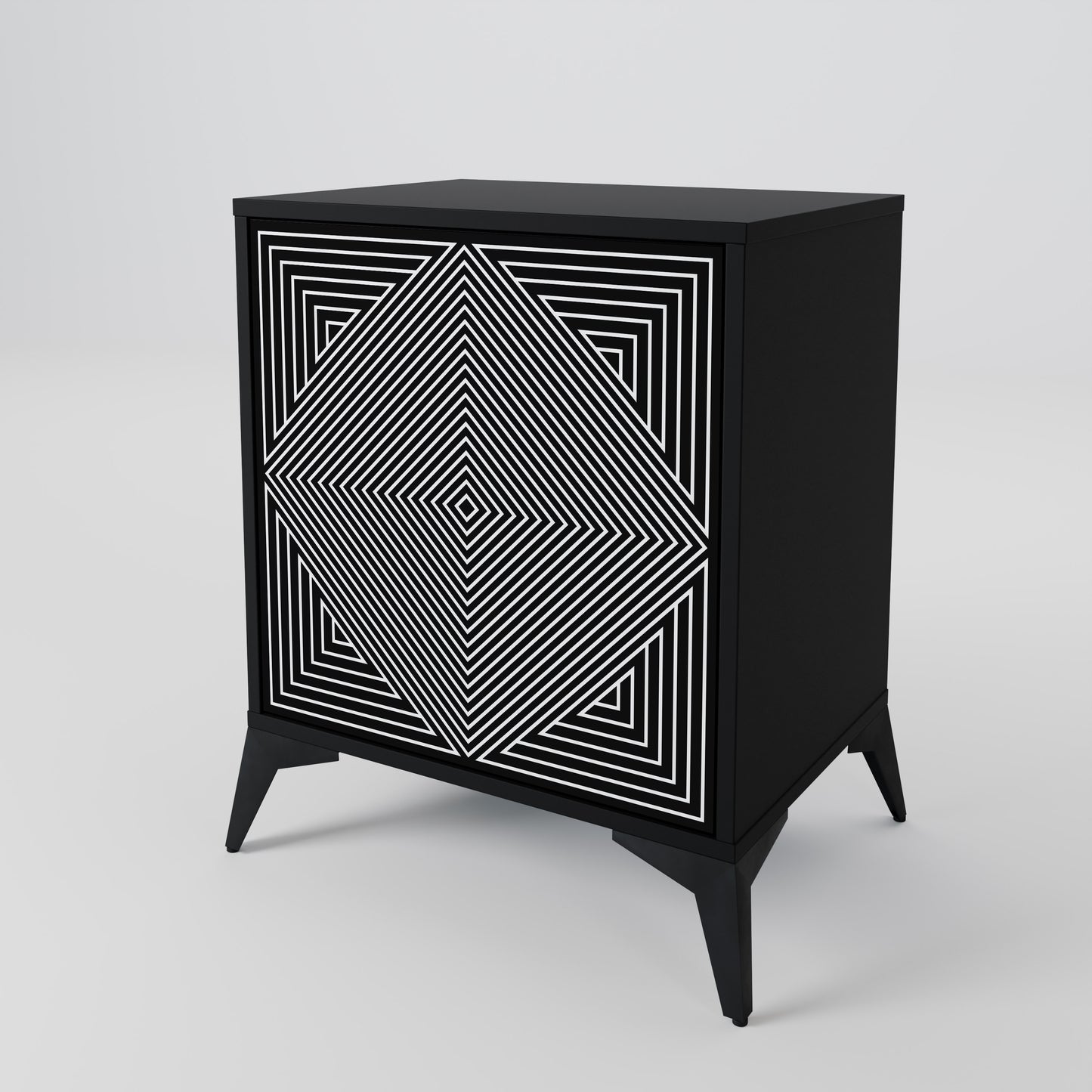 POLYGON ILLUSION 1-Door Sideboard in Black Finish