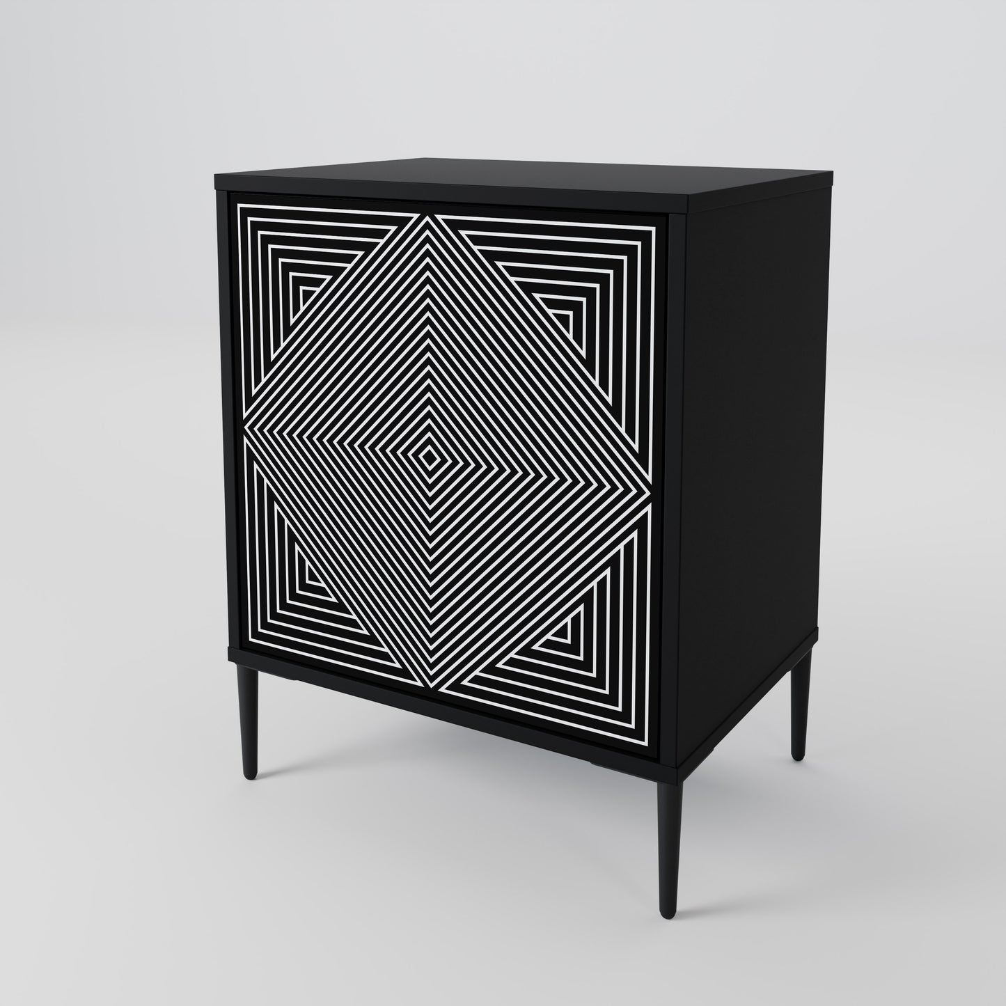 POLYGON ILLUSION 1-Door Sideboard in Black Finish