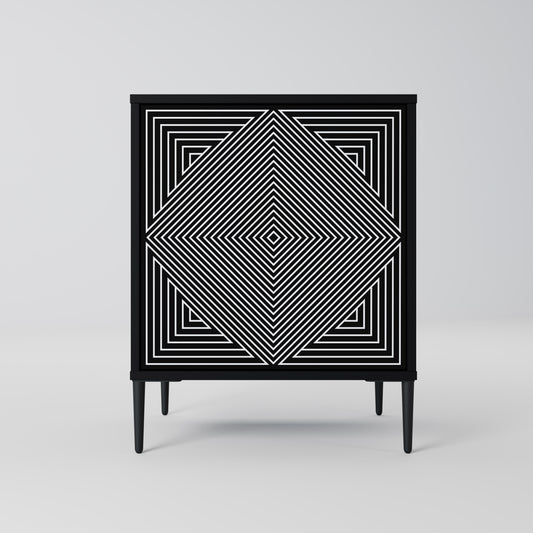 Credenza POLYGON ILLUSION a 1 anta con finitura nera