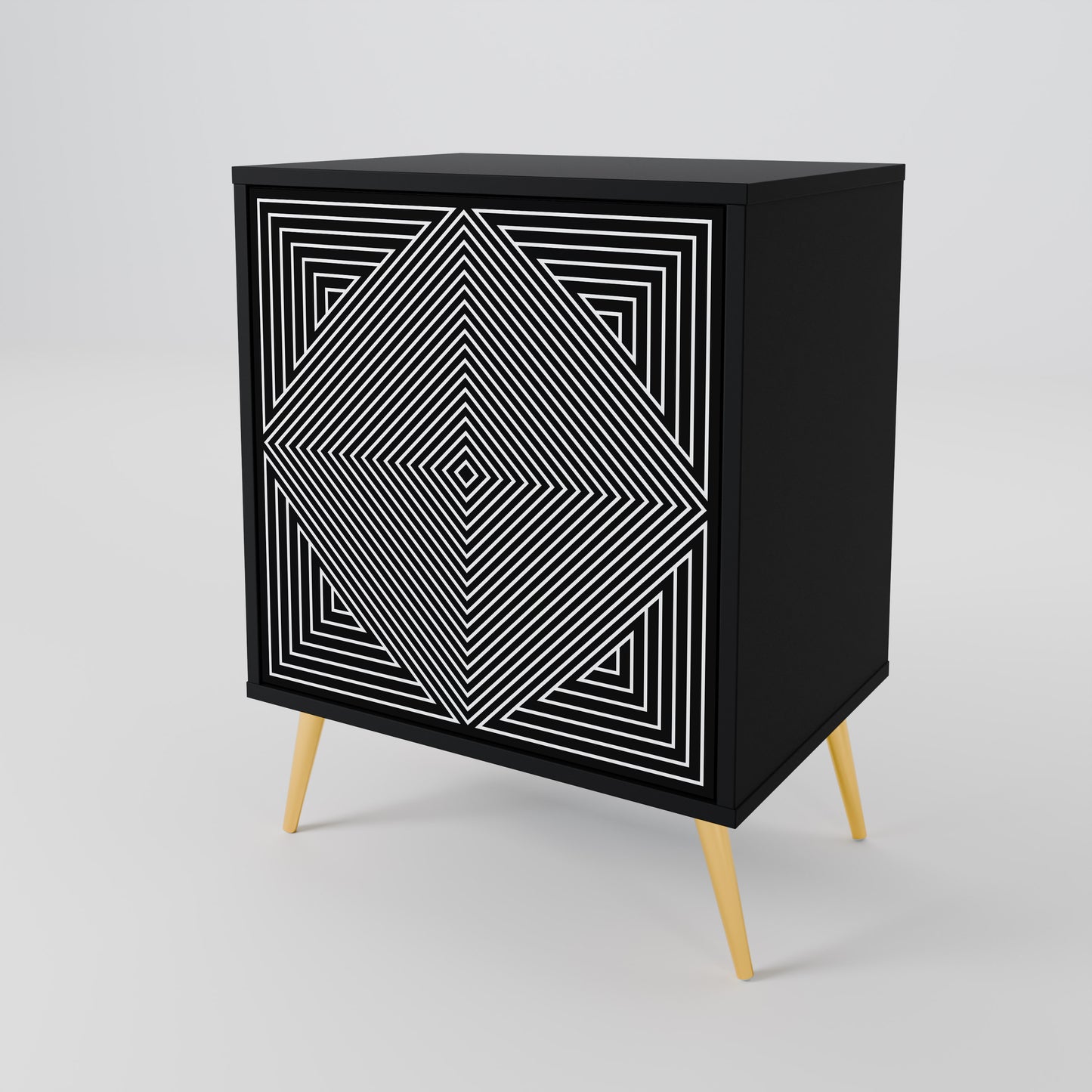 POLYGON ILLUSION 1-Door Sideboard in Black Finish