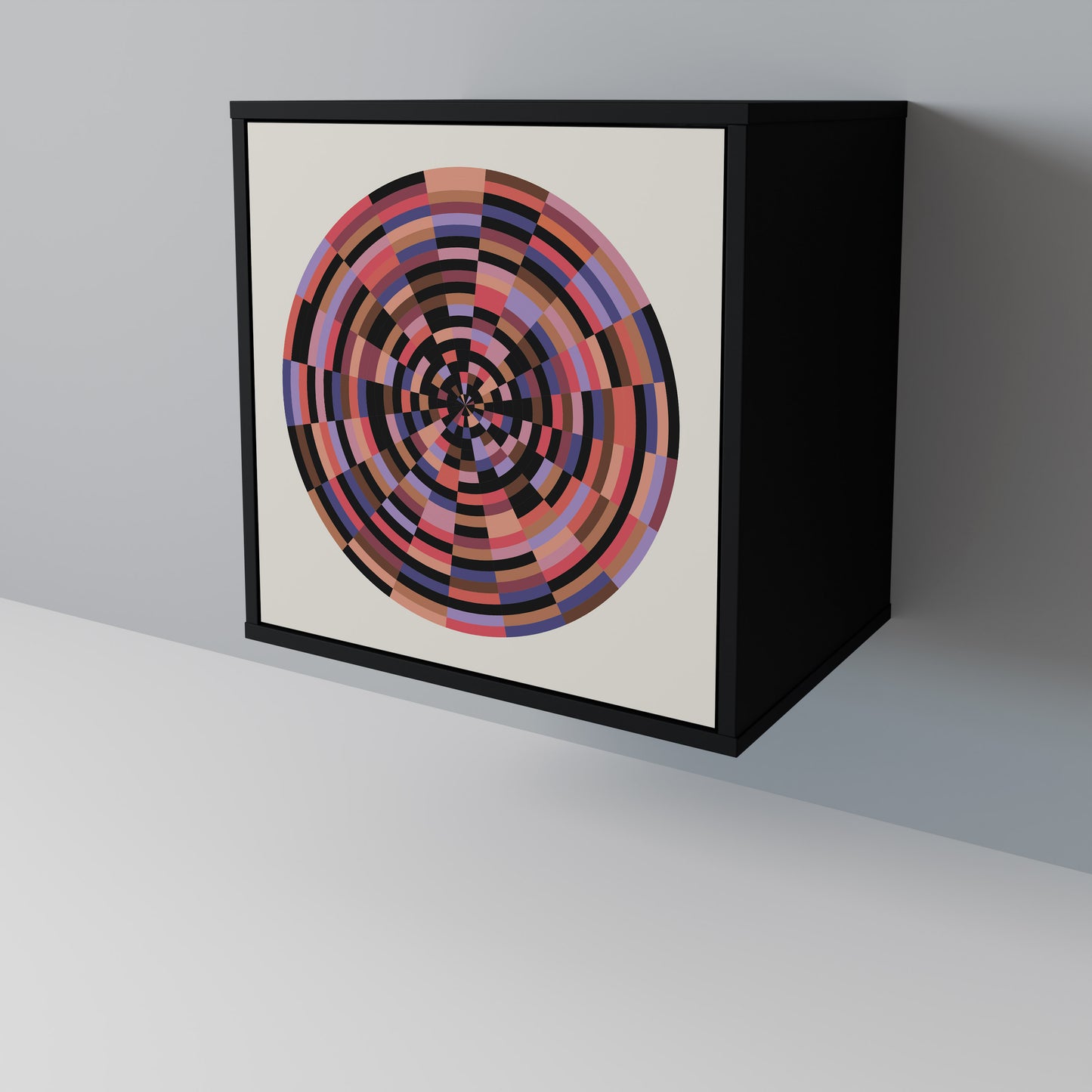 BROWN CIRCLES 1-Door Sideboard in Black Finish