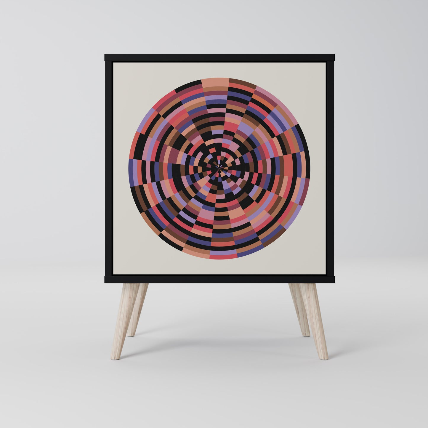 BROWN CIRCLES 1-Door Sideboard in Black Finish