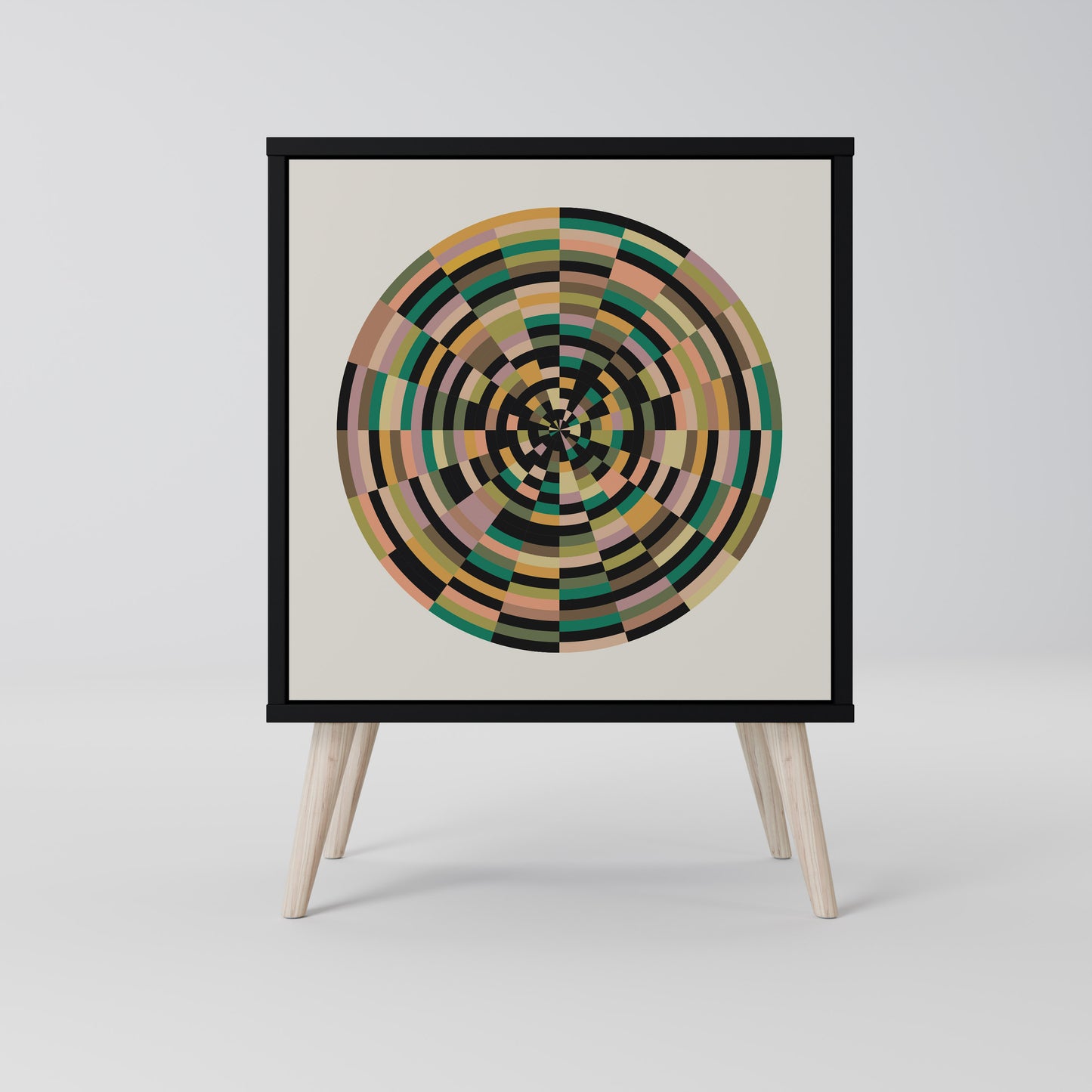 GREEN CIRCLES 1-Door Sideboard in Black Finish