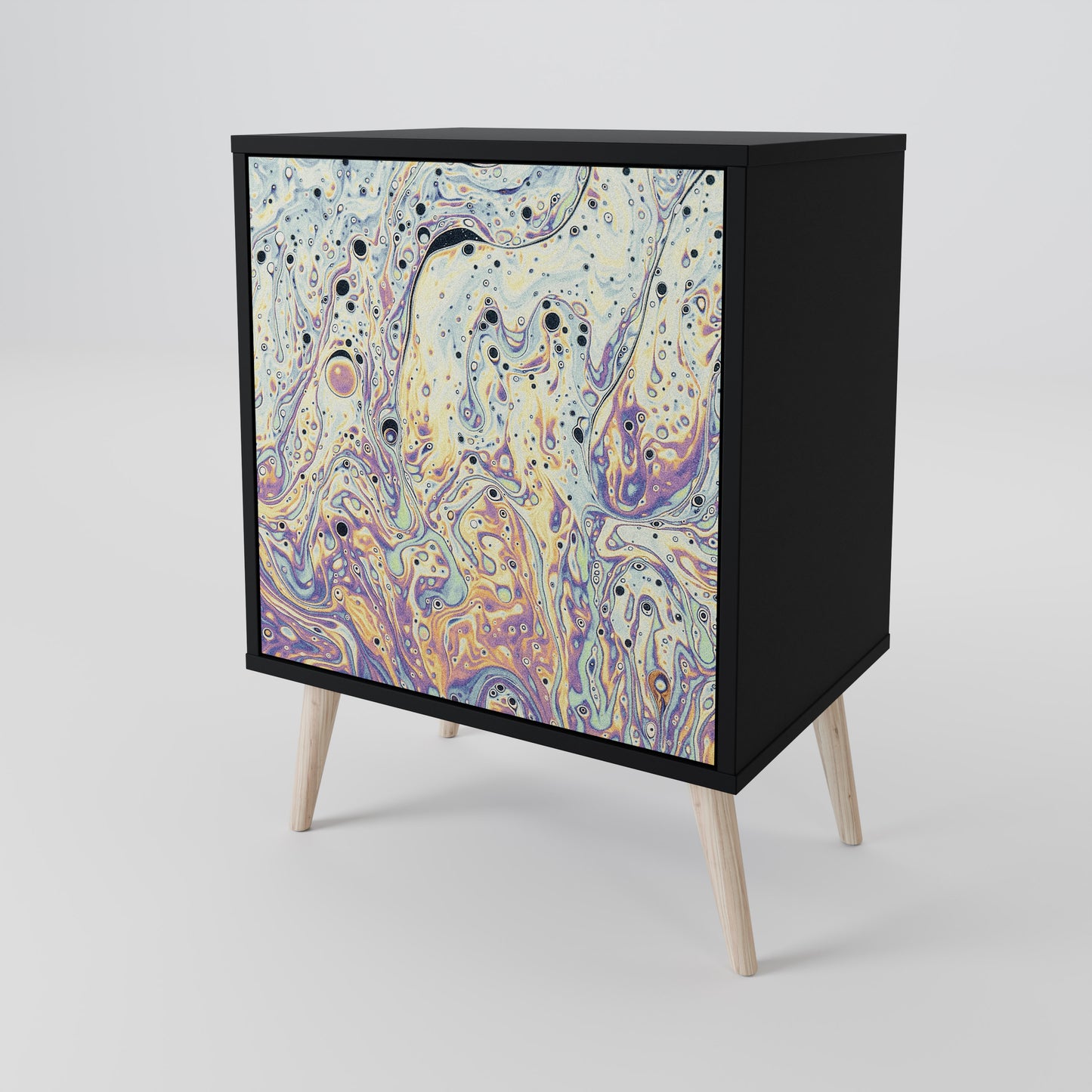 MOSAIC OF COLORS 1-Door Sideboard in Black Finish