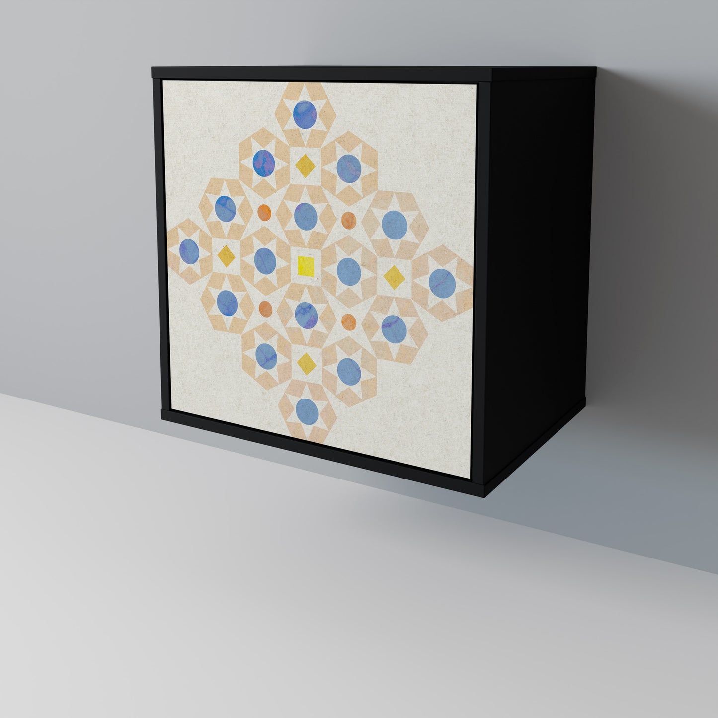 PATTERNED PRISM 1-Door Sideboard in Black Finish