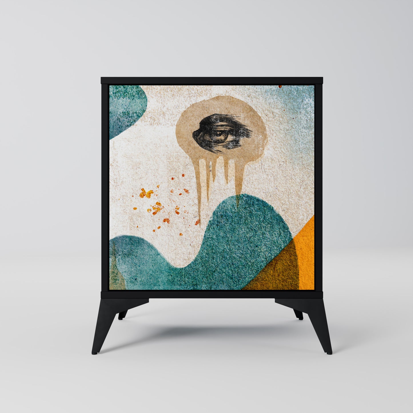 Credenza a 1 anta ABSTRACT FACES in finitura nera