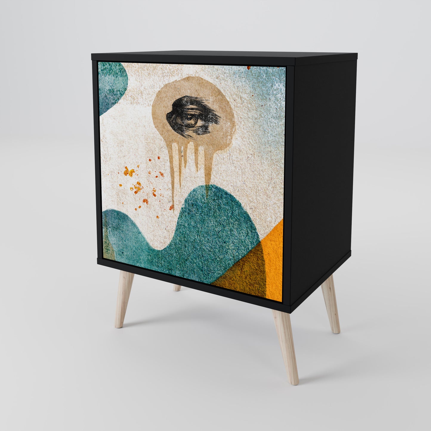 Credenza a 1 anta ABSTRACT FACES in finitura nera