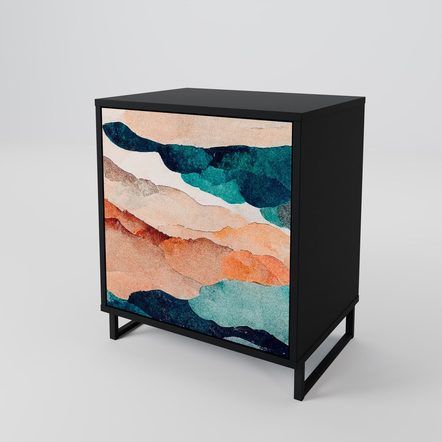 Credenza a 1 anta ABSTRACT LANDSCAPE con finitura nera