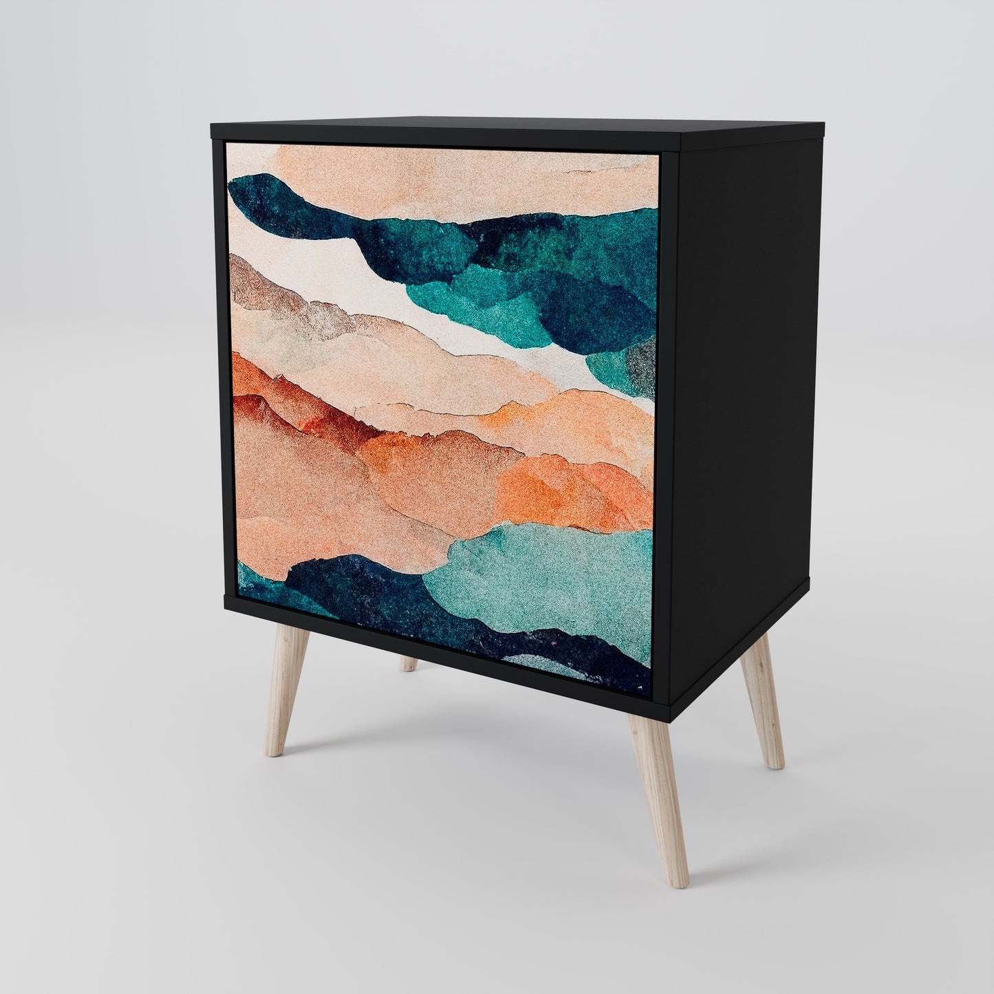 Credenza a 1 anta ABSTRACT LANDSCAPE con finitura nera