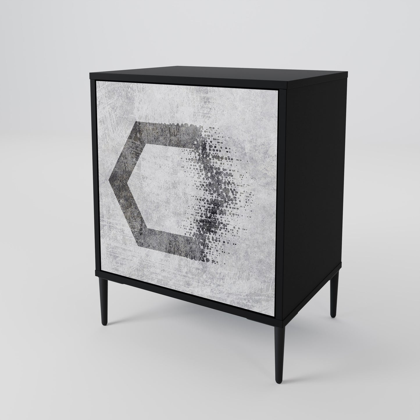 Credenza HEXAGONAL FIGURES a 1 anta con finitura nera