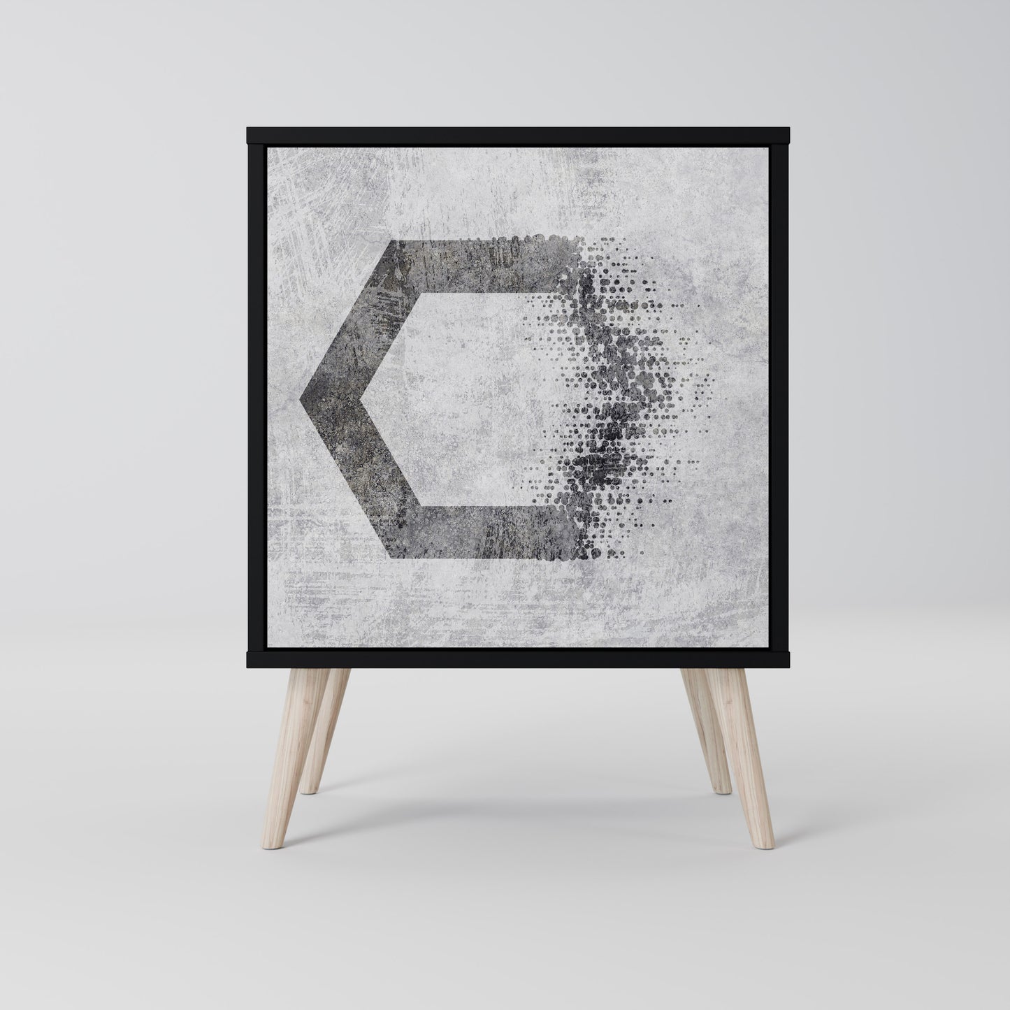 Credenza HEXAGONAL FIGURES a 1 anta con finitura nera