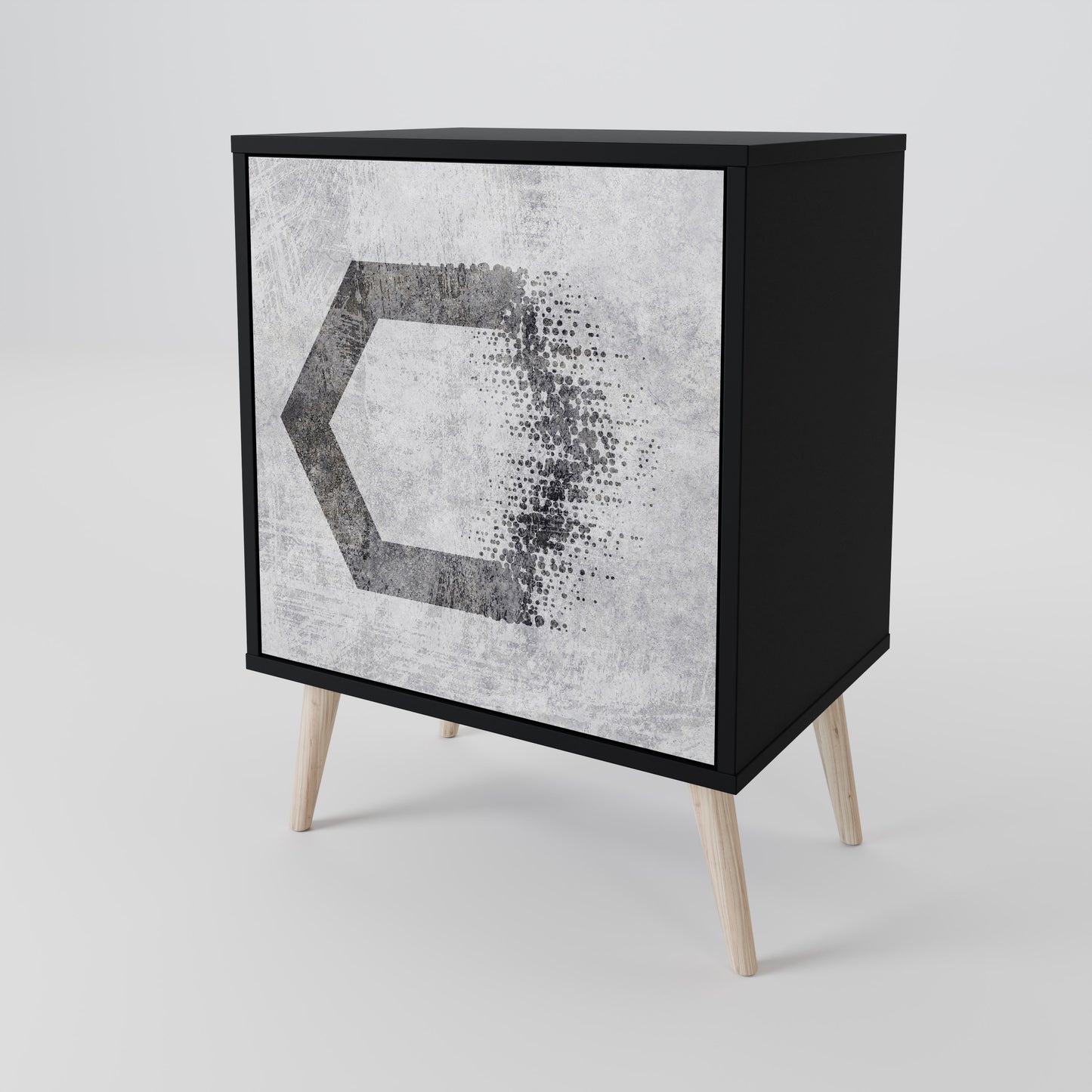 Credenza HEXAGONAL FIGURES a 1 anta con finitura nera