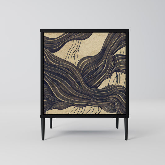 UNIFIED FRAGMENTS 1-Door Sideboard in Black Finish