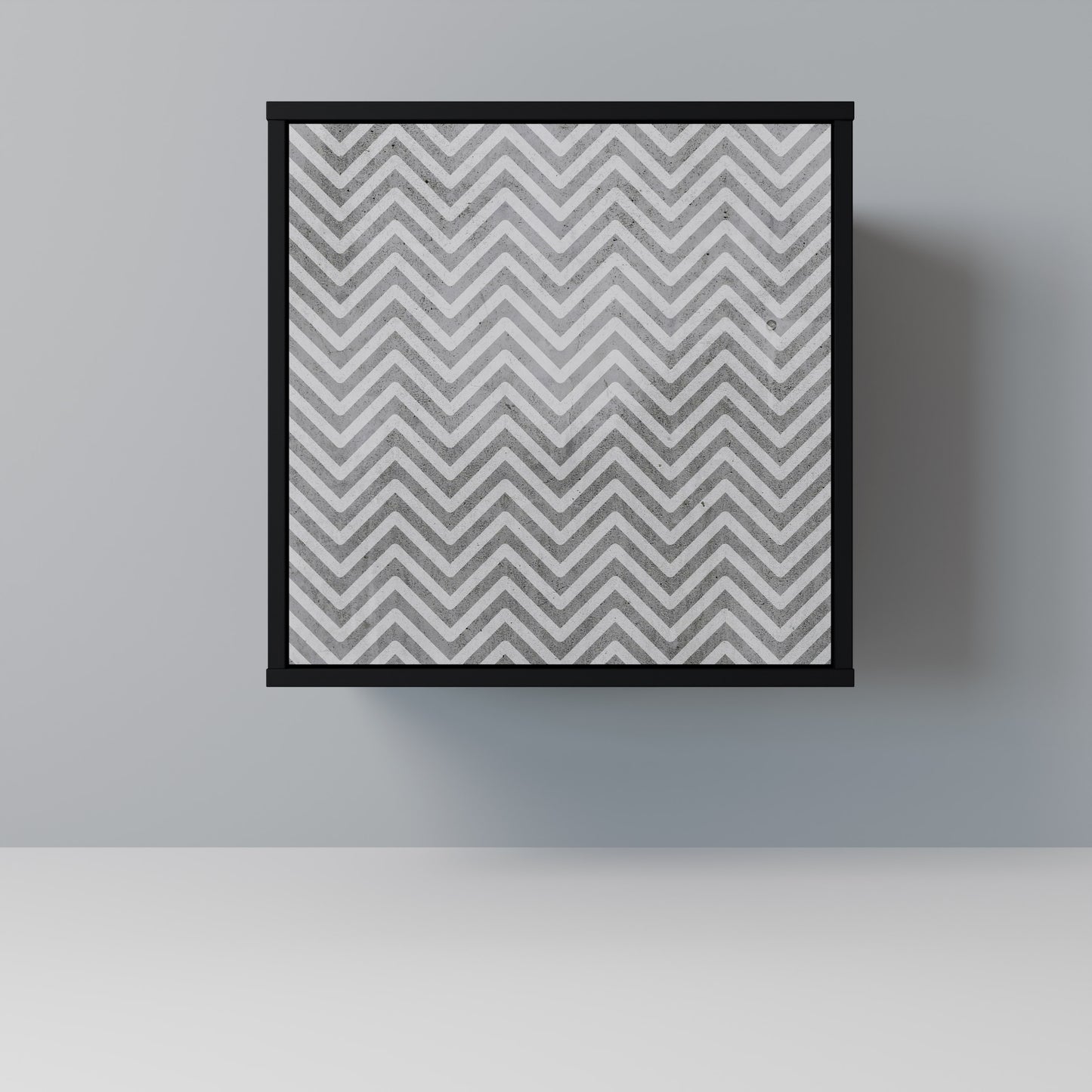 CONCRETE ZIG ZAG 1-Door Sideboard in Black Finish