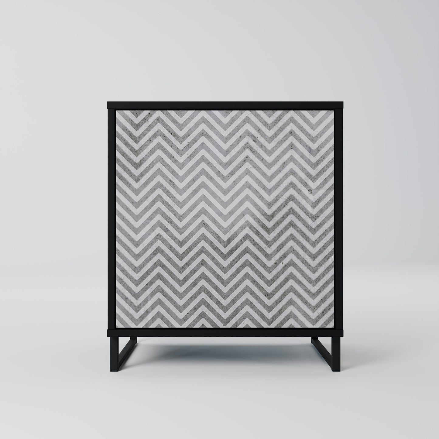 CONCRETE ZIG ZAG 1-Door Sideboard in Black Finish