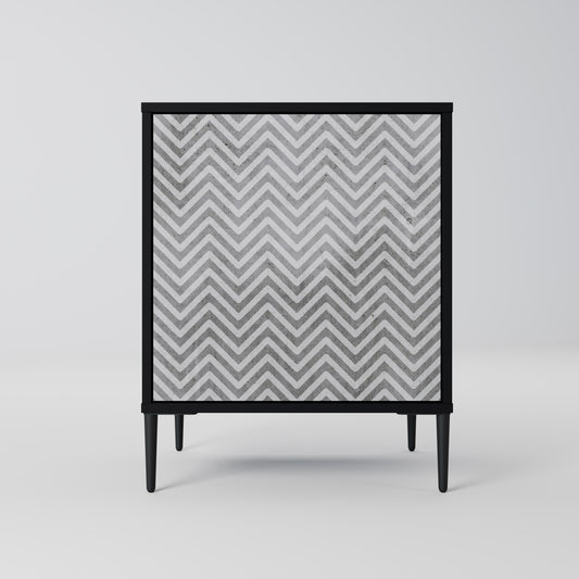 Credenza CONCRETE ZIG ZAG a 1 anta con finitura nera