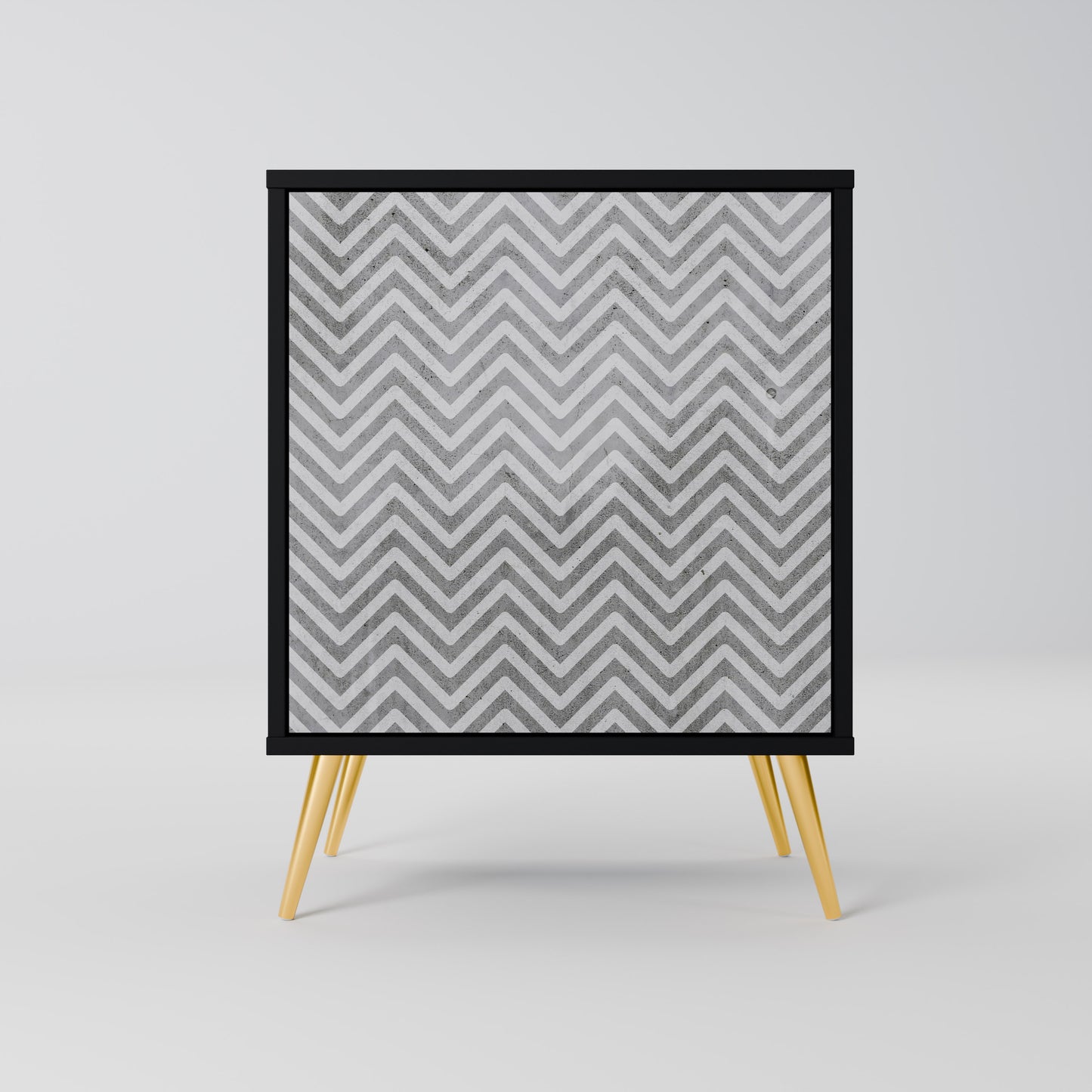 CONCRETE ZIG ZAG 1-Door Sideboard in Black Finish