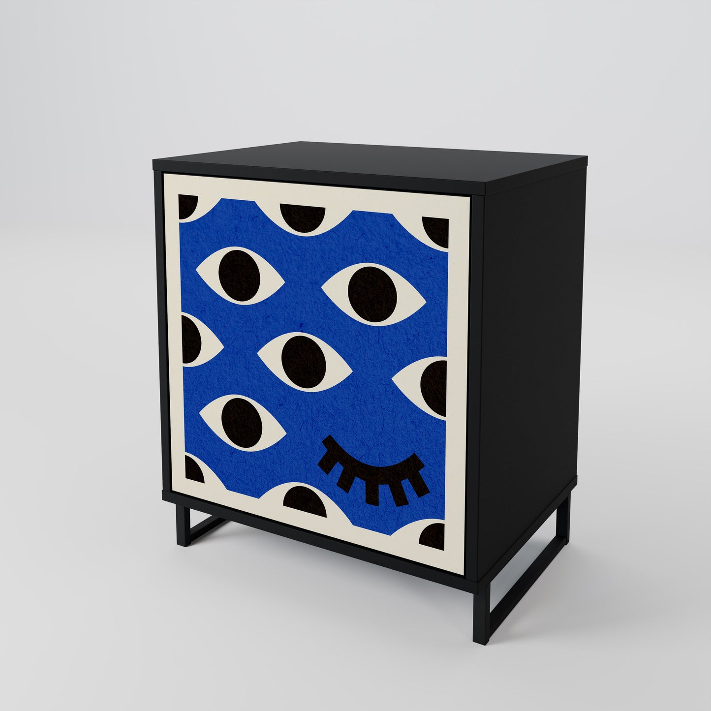 Credenza GEOMETRIC EYES a 1 anta con finitura nera