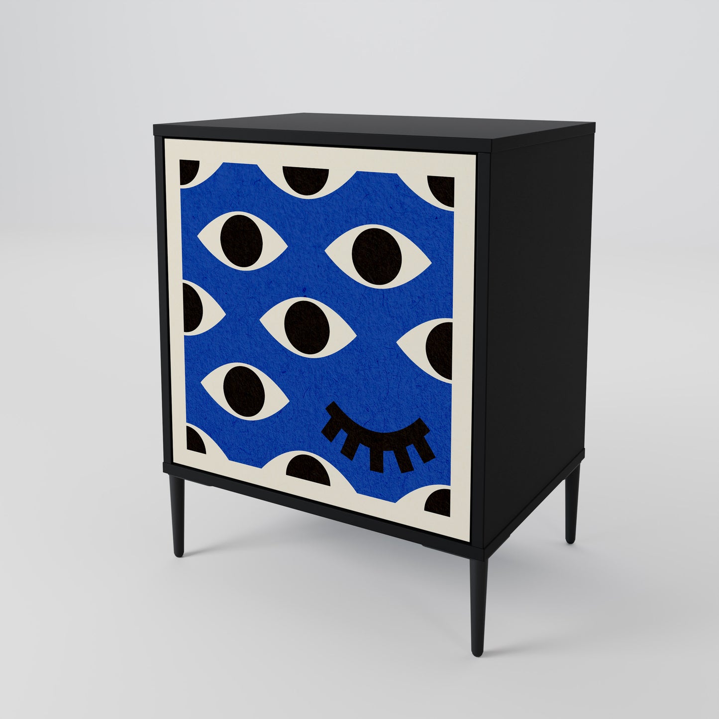 Credenza GEOMETRIC EYES a 1 anta con finitura nera
