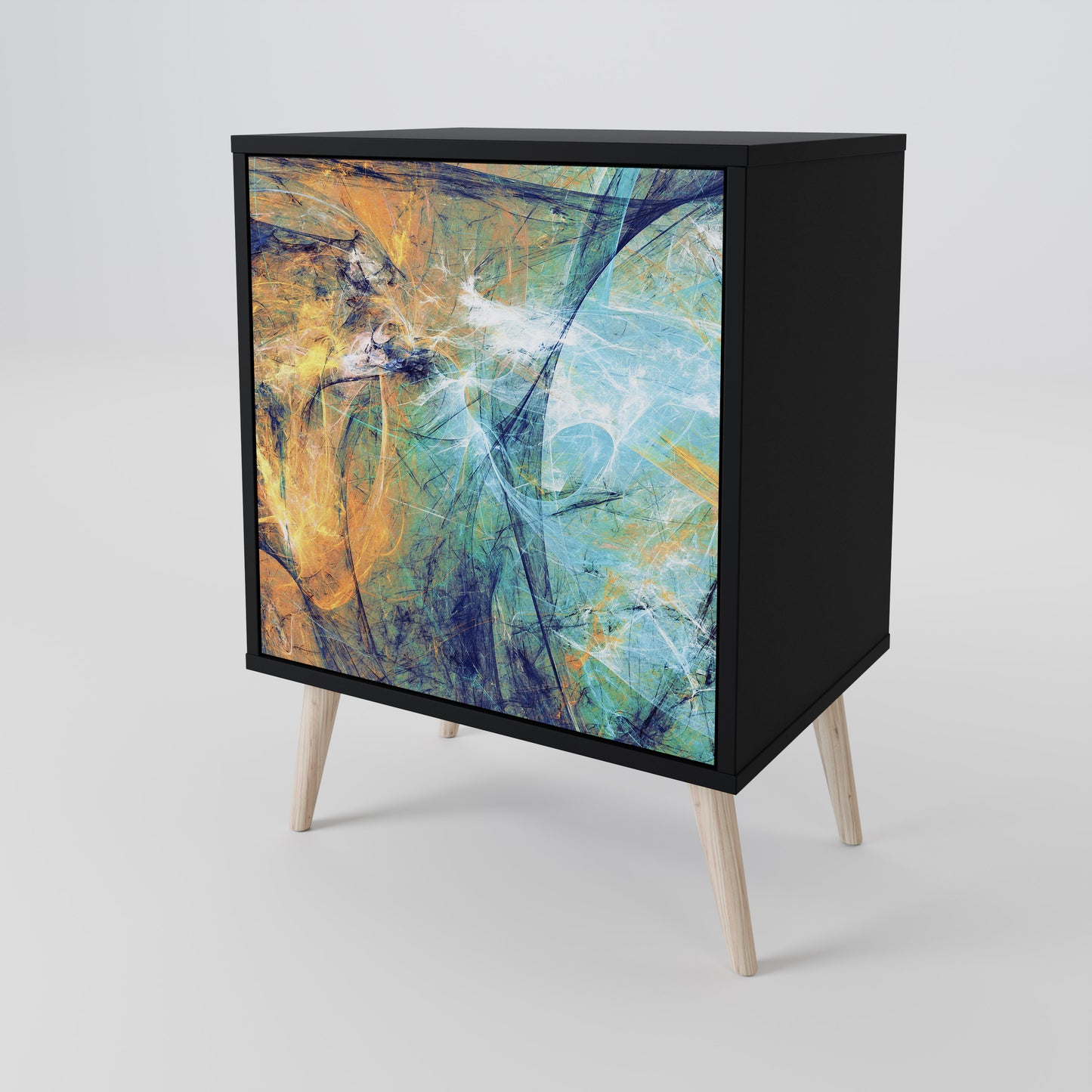 ABSTRACT THOUGHTS 1-Door Sideboard in Black Finish