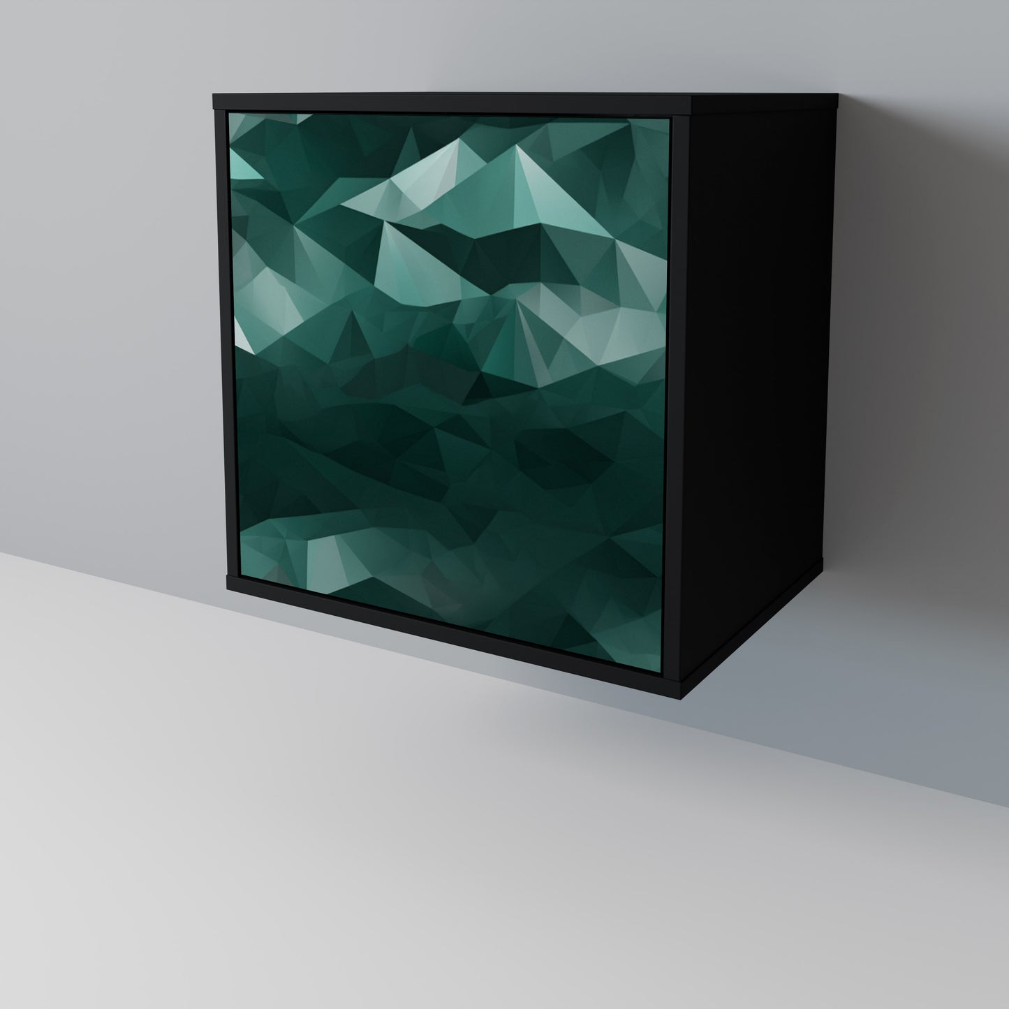Credenza POLYGONAL FLOATING a 1 anta con finitura nera