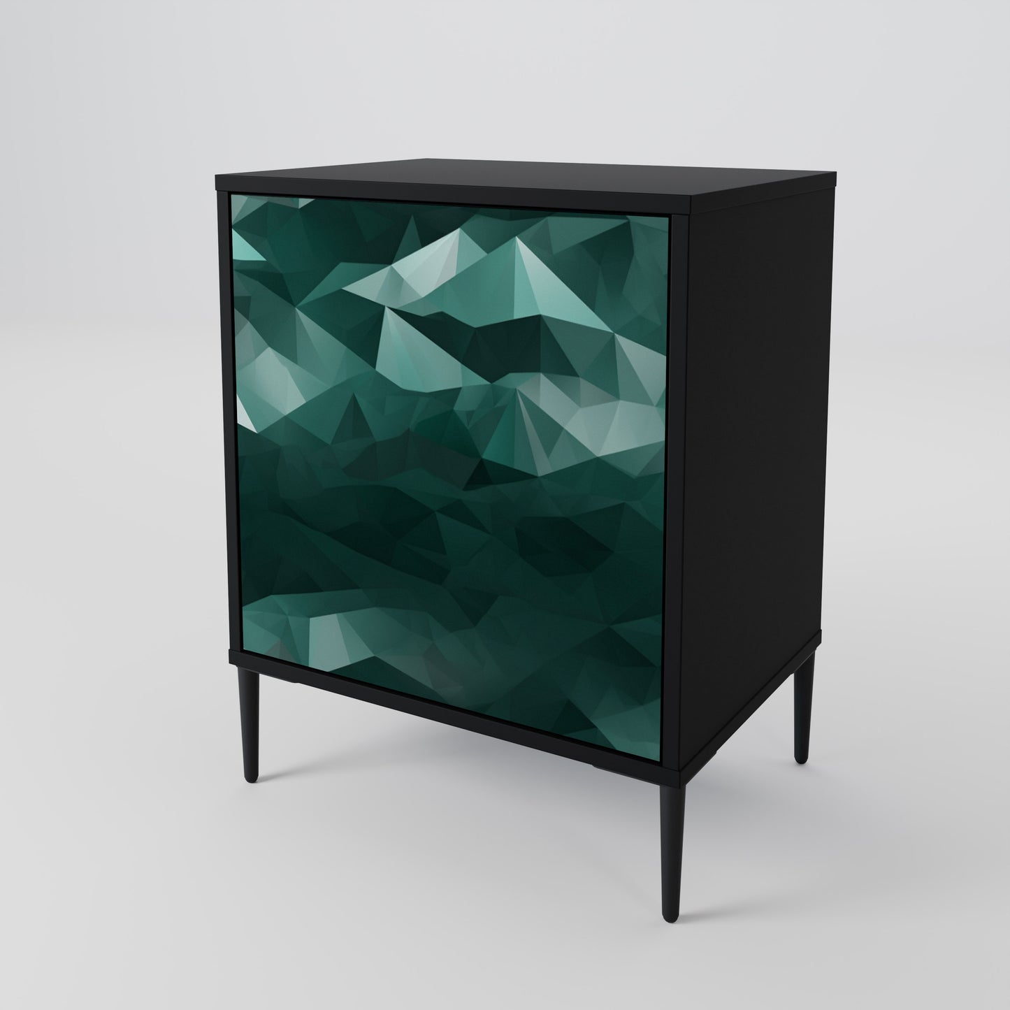 Credenza POLYGONAL FLOATING a 1 anta con finitura nera