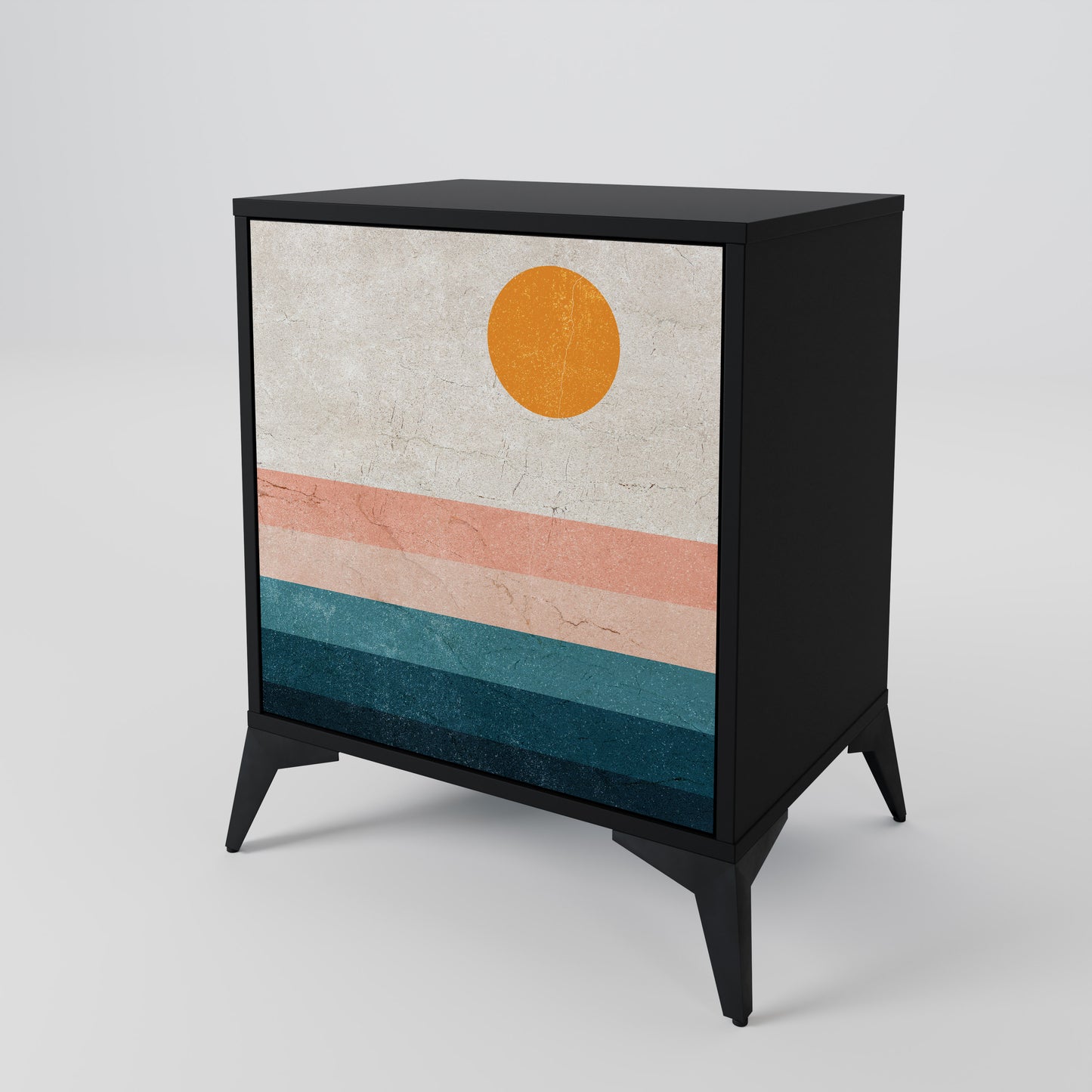 TWO HALVES 1-Door Sideboard in Black Finish