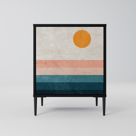 TWO HALVES 1-Door Sideboard in Black Finish