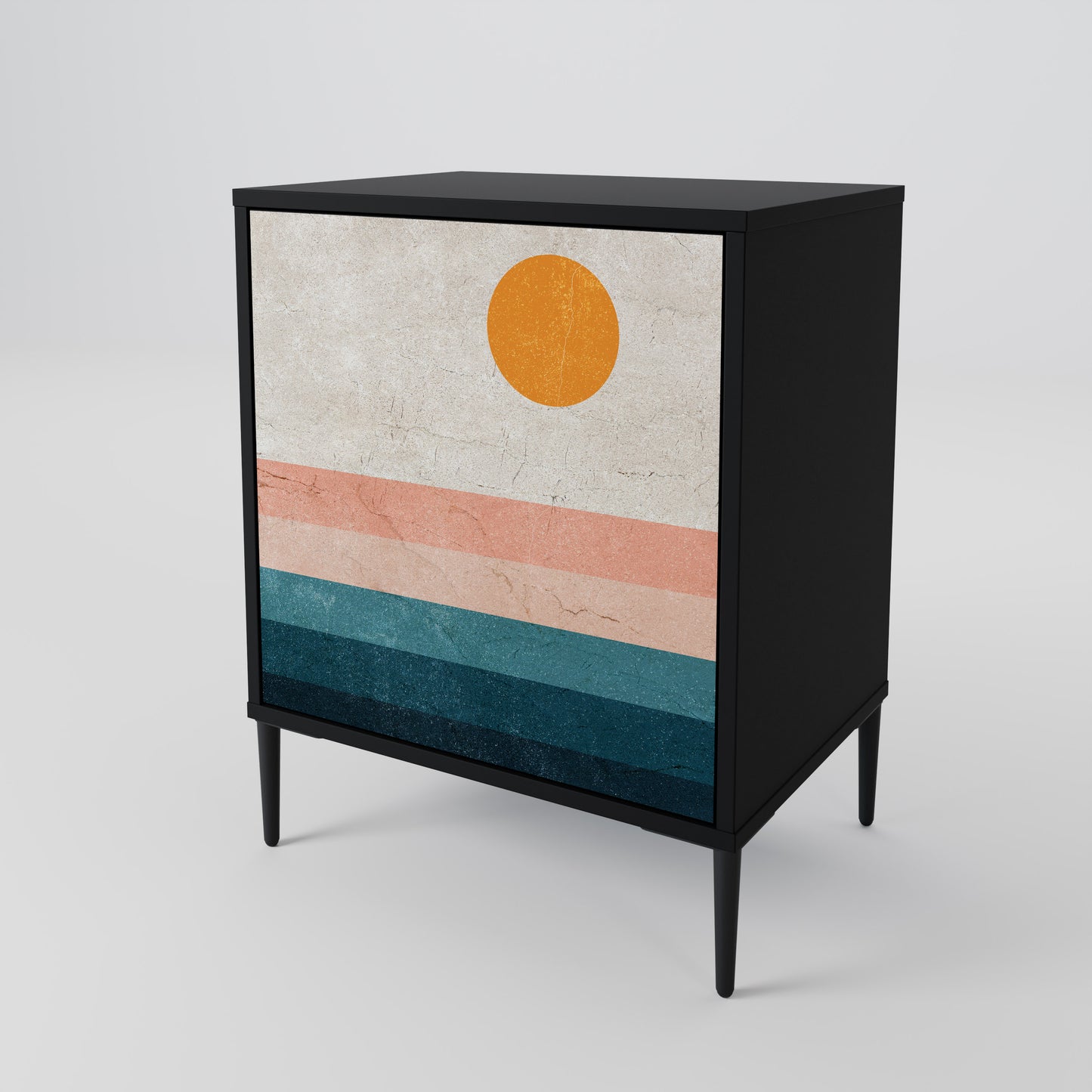 TWO HALVES 1-Door Sideboard in Black Finish