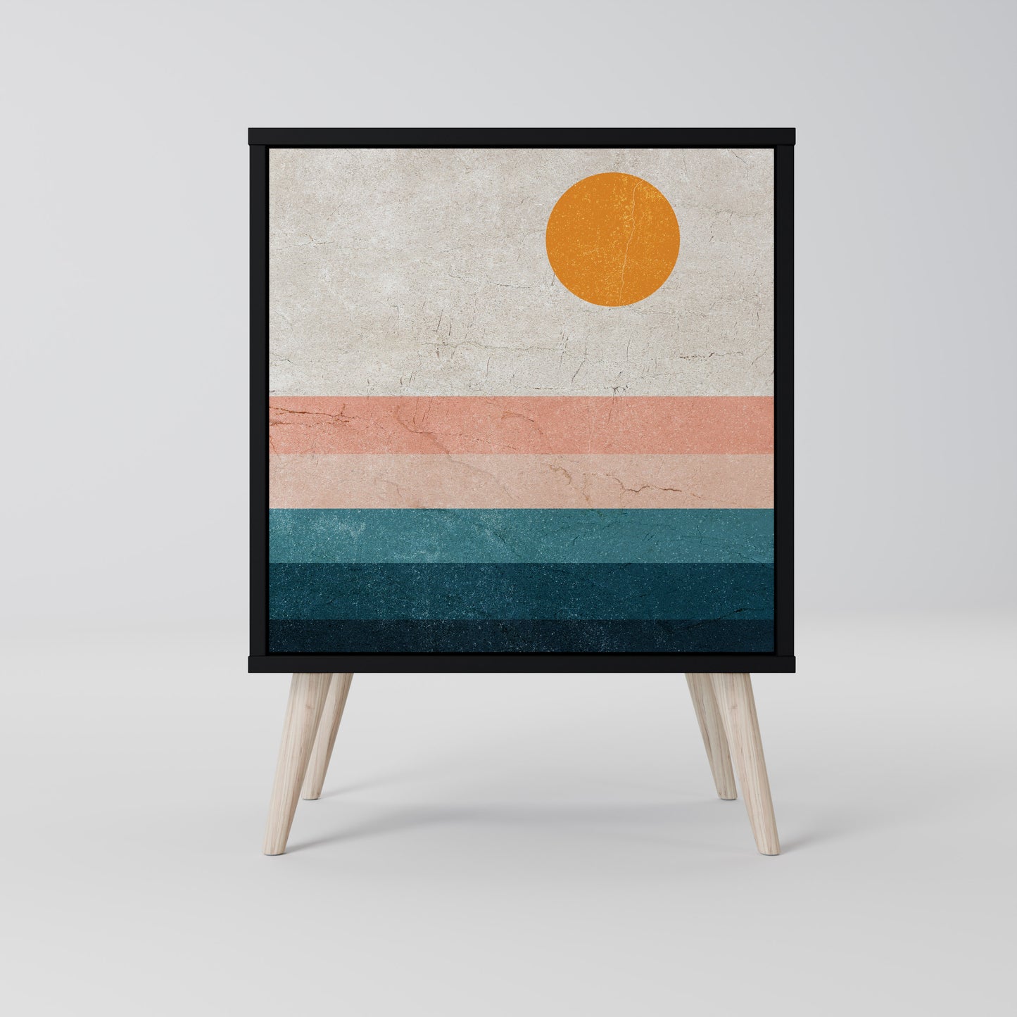 TWO HALVES 1-Door Sideboard in Black Finish