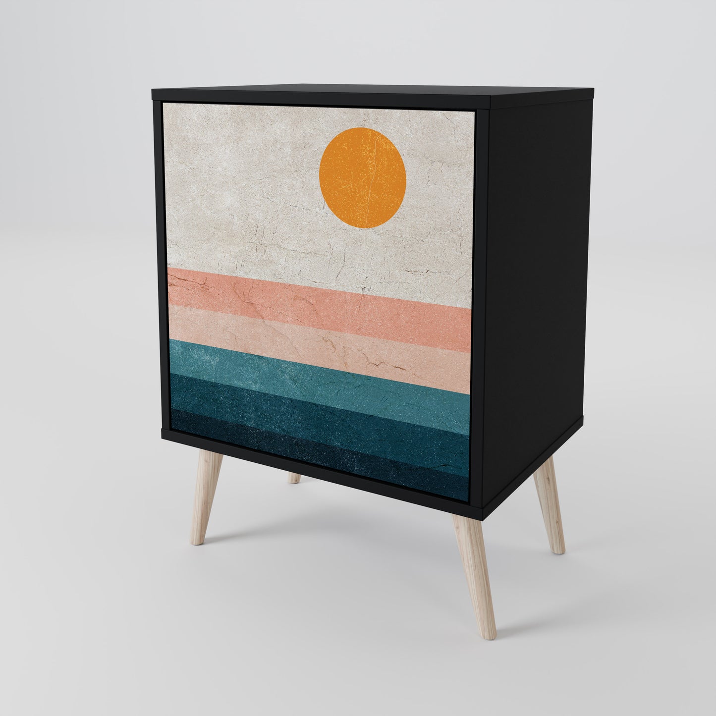 TWO HALVES 1-Door Sideboard in Black Finish