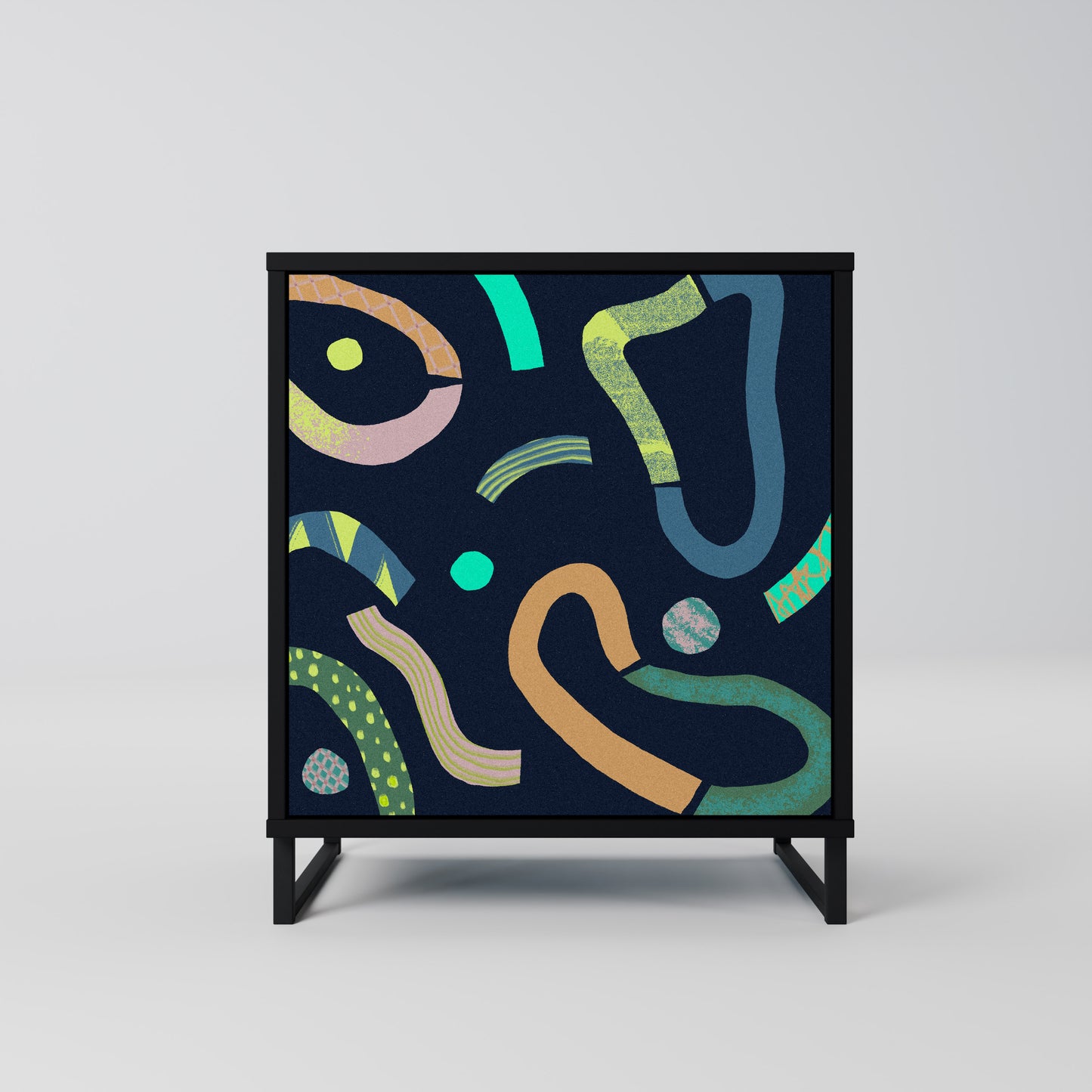 Credenza CONTRAST DANCE a 1 anta con finitura nera