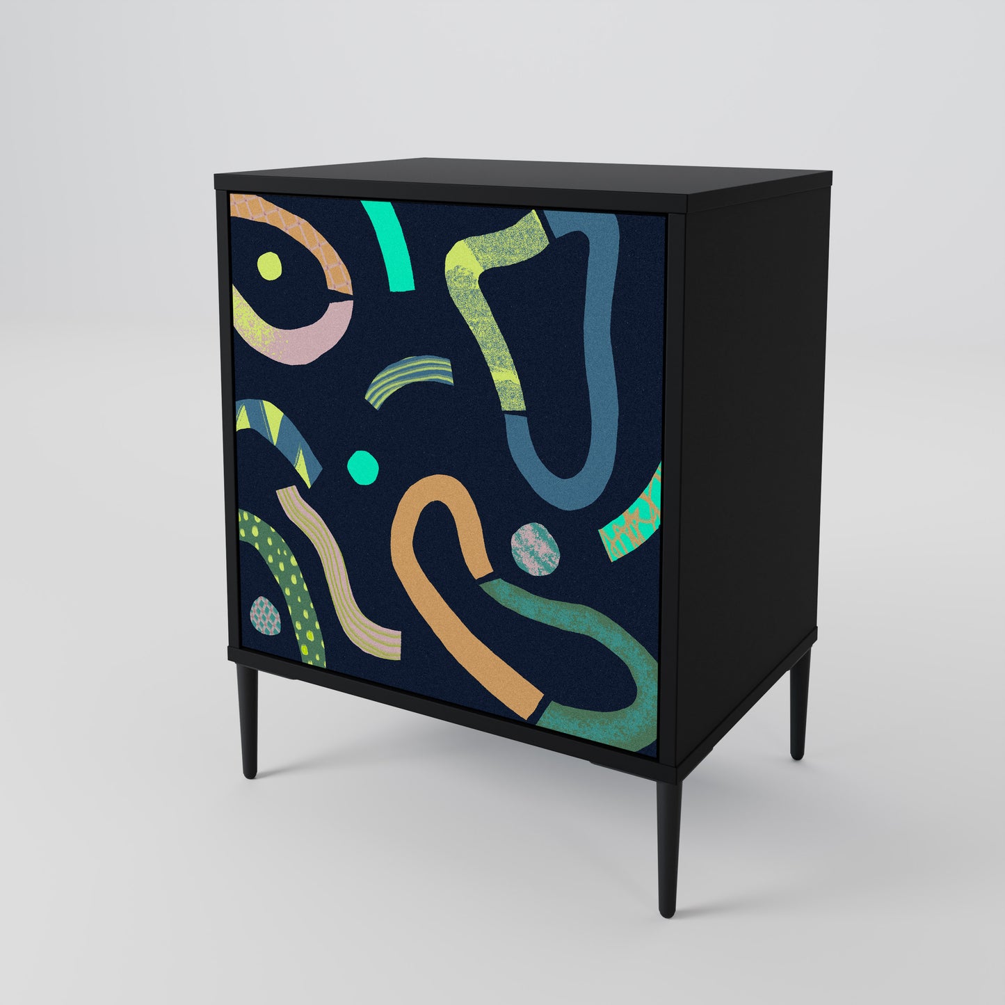 Credenza CONTRAST DANCE a 1 anta con finitura nera