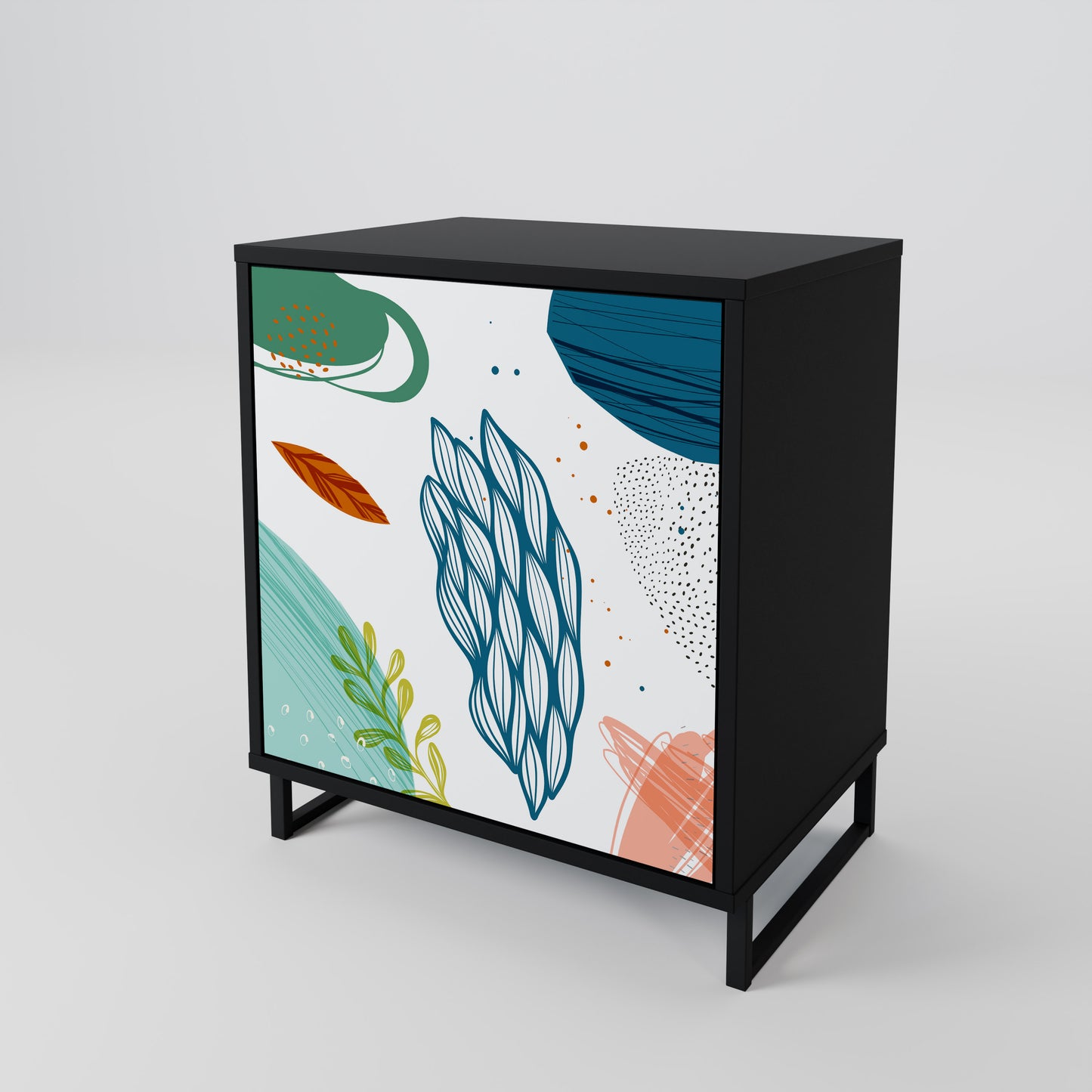 Credenza BOTANICAL HURRICANE a 1 anta con finitura nera