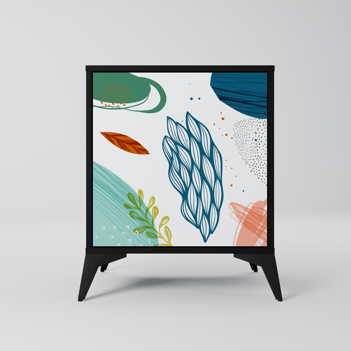 Credenza BOTANICAL HURRICANE a 1 anta con finitura nera