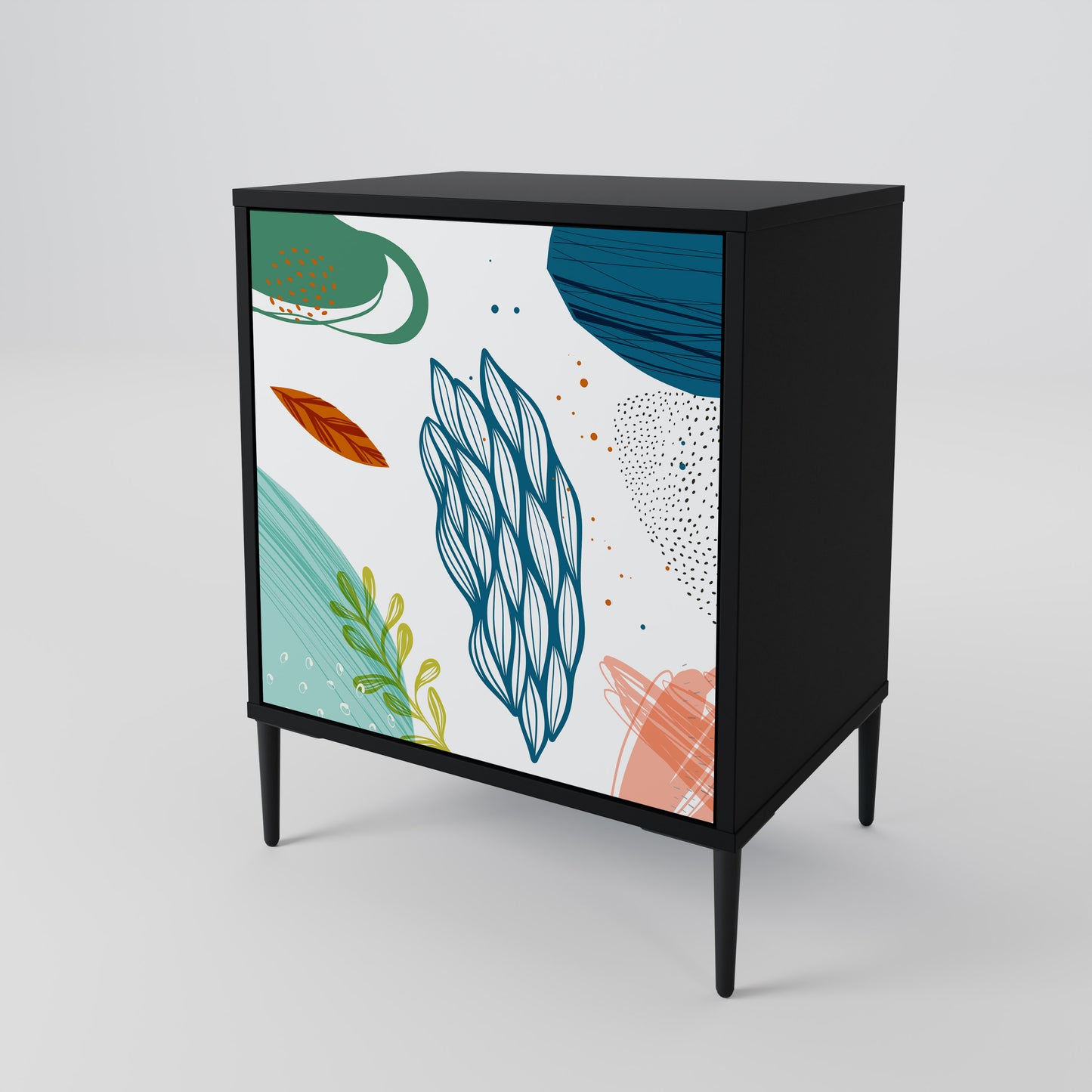 Credenza BOTANICAL HURRICANE a 1 anta con finitura nera