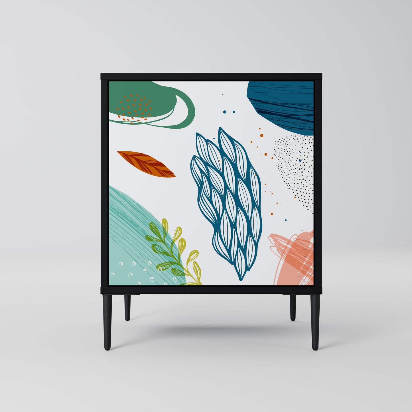 Credenza BOTANICAL HURRICANE a 1 anta con finitura nera