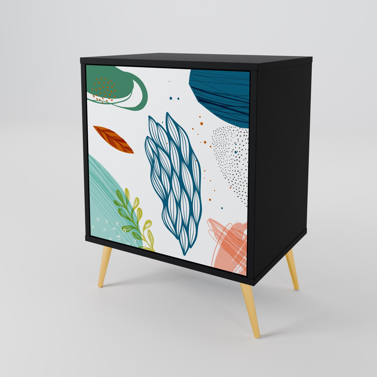 Credenza BOTANICAL HURRICANE a 1 anta con finitura nera